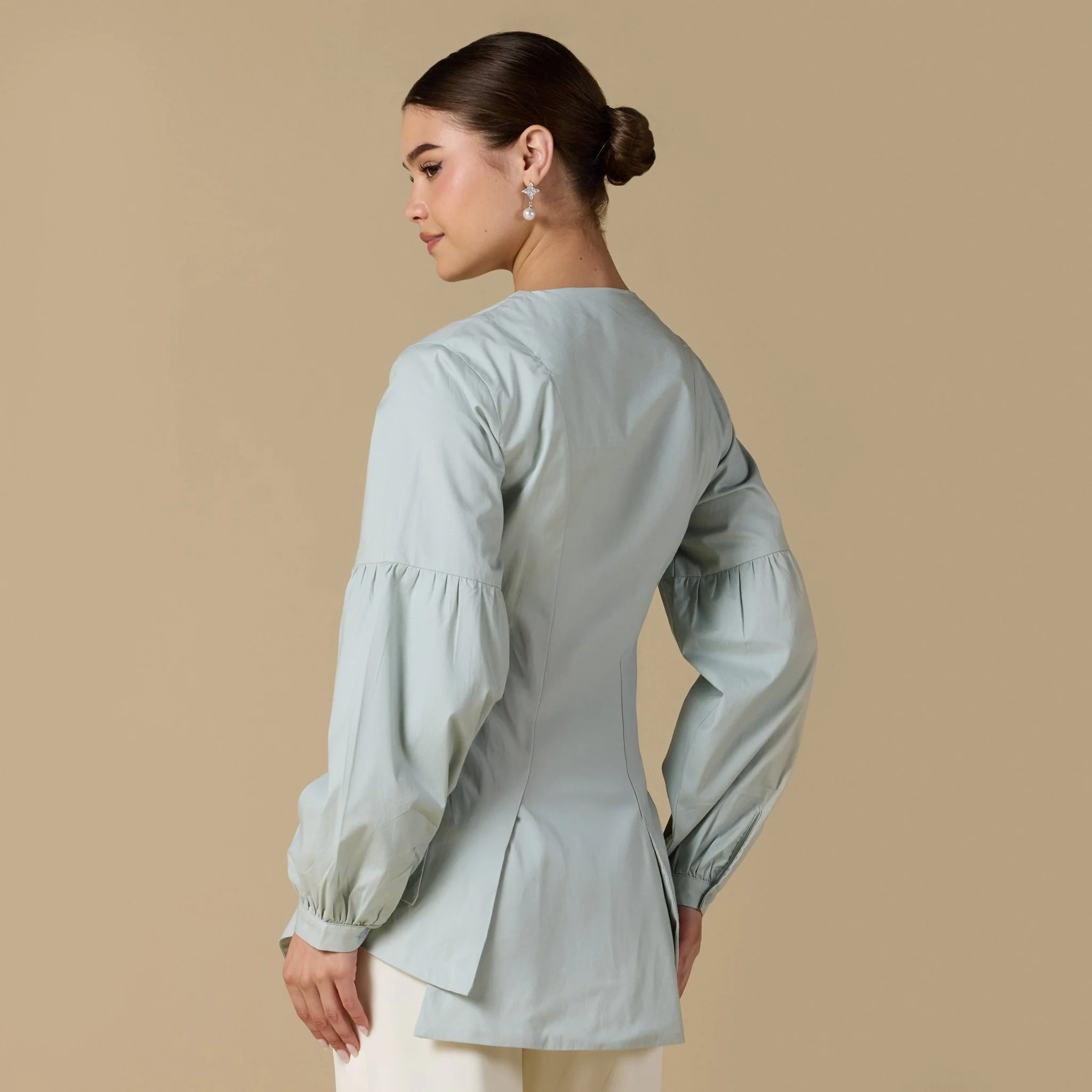Long Sleeve Poplin Ruffled Shirt - Image 2