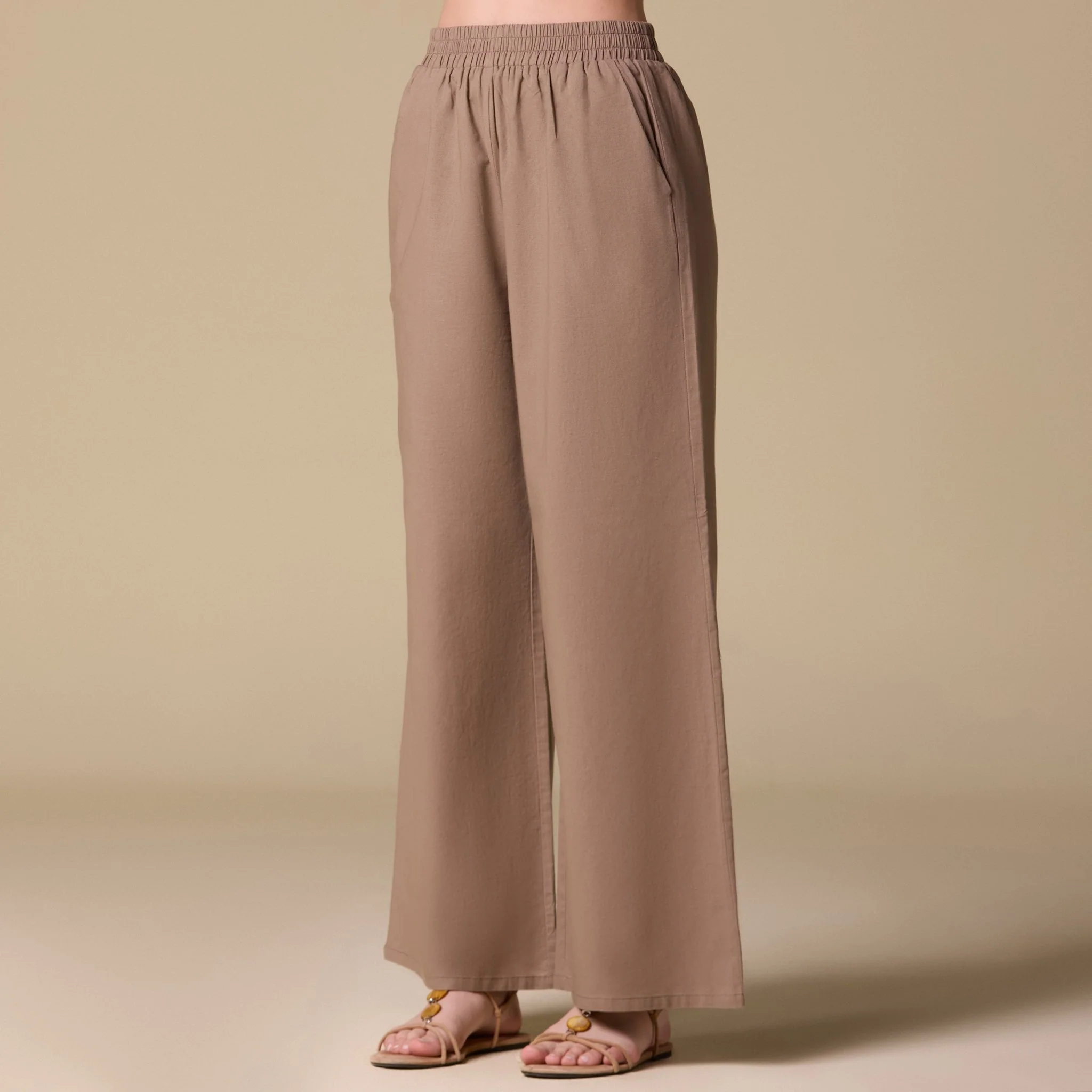 Brown Loose Fit Drawstring Cord Cord Pants