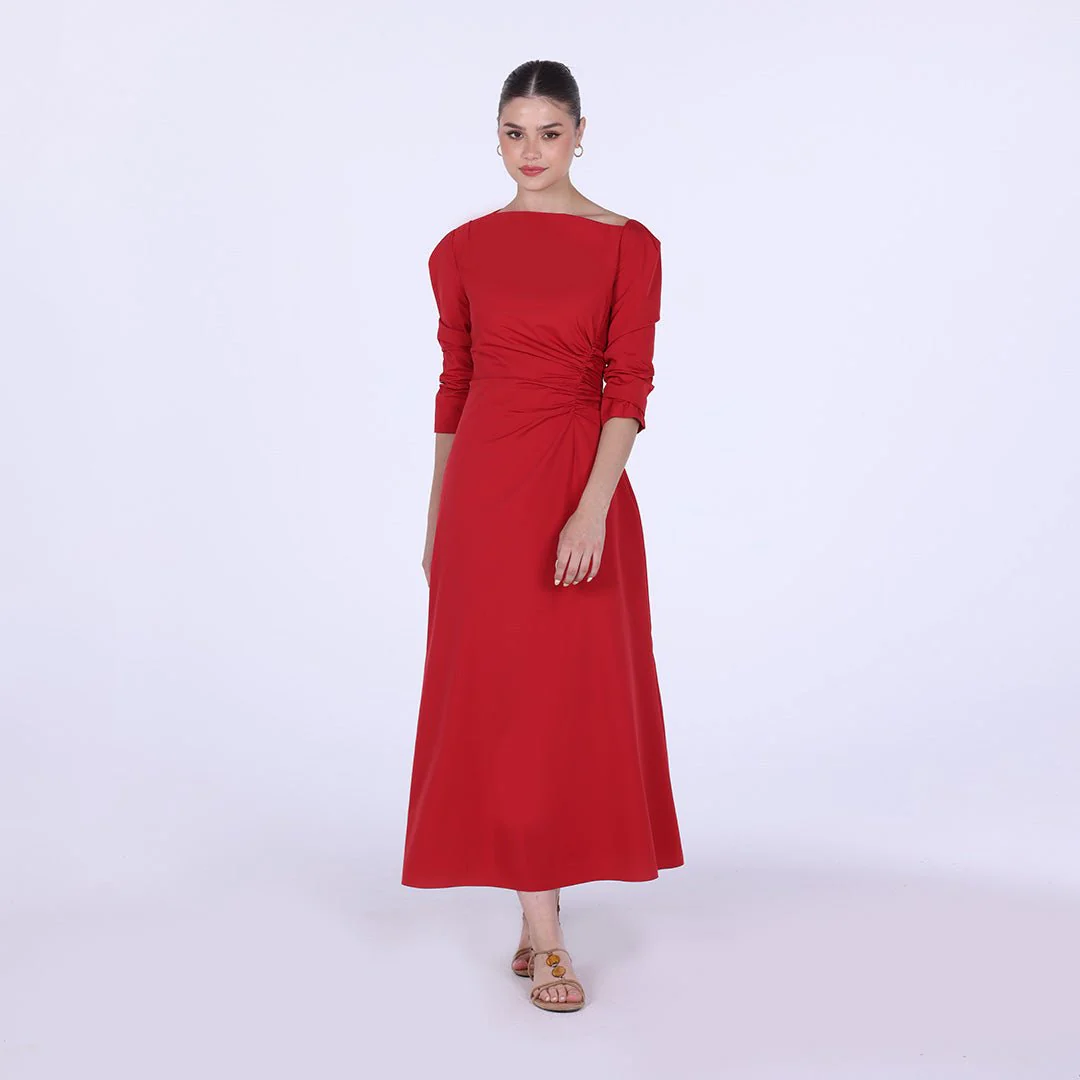 Low Waist Cutout Draped Pleated Dress - Image 4