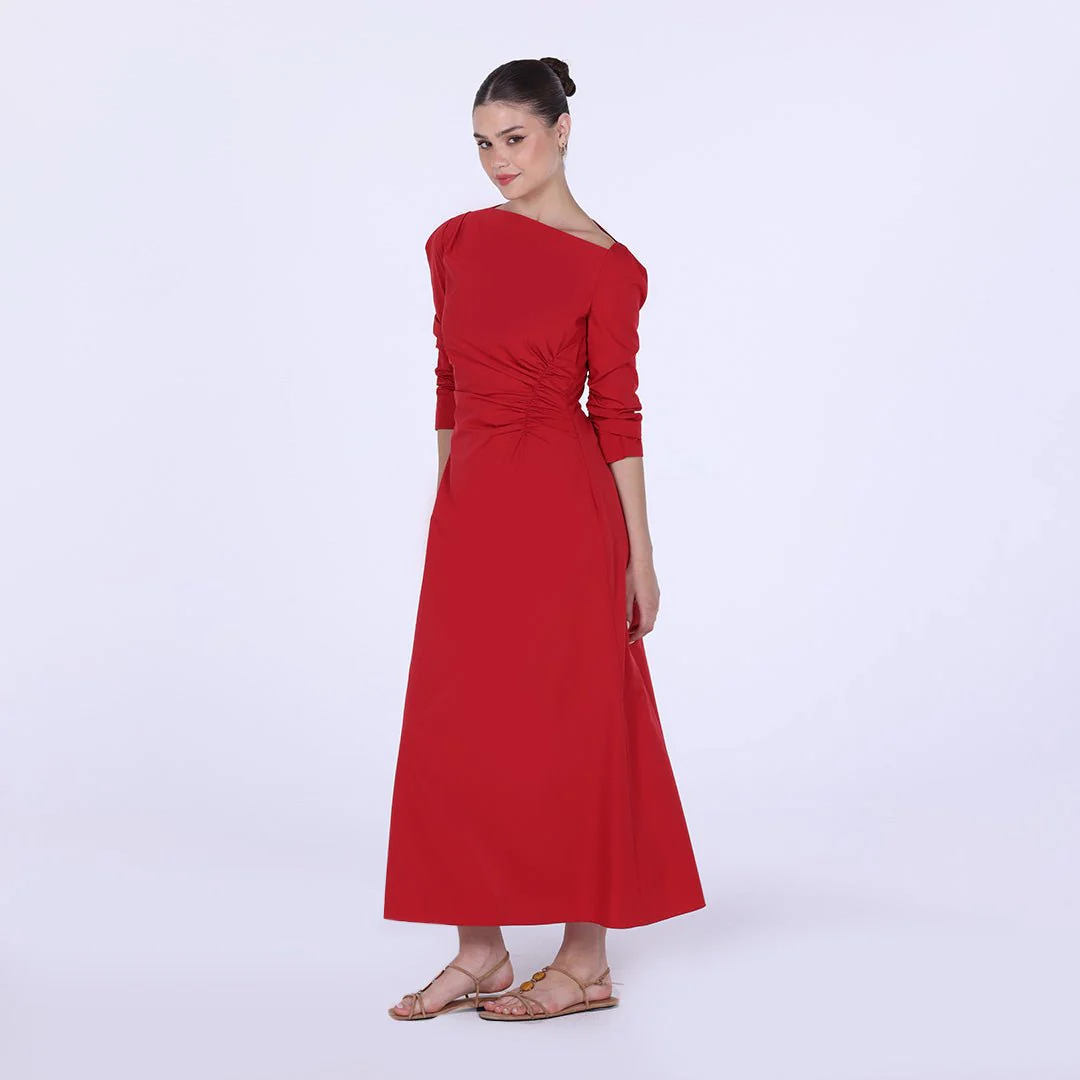 Low Waist Cutout Draped Pleated Dress - Image 5