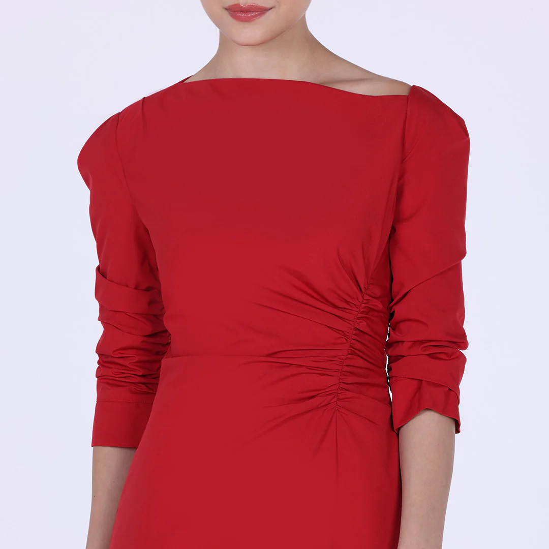 Low Waist Cutout Draped Pleated Dress - Image 6
