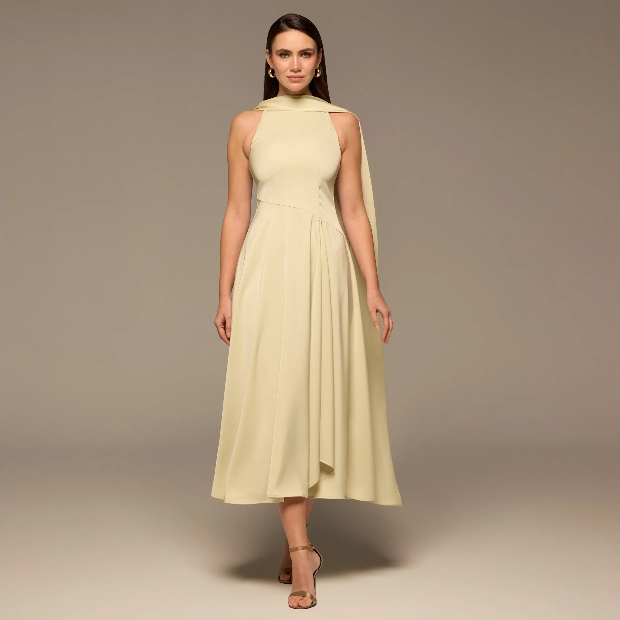 Mint Green Halter Neck A-Line Crepe Dress