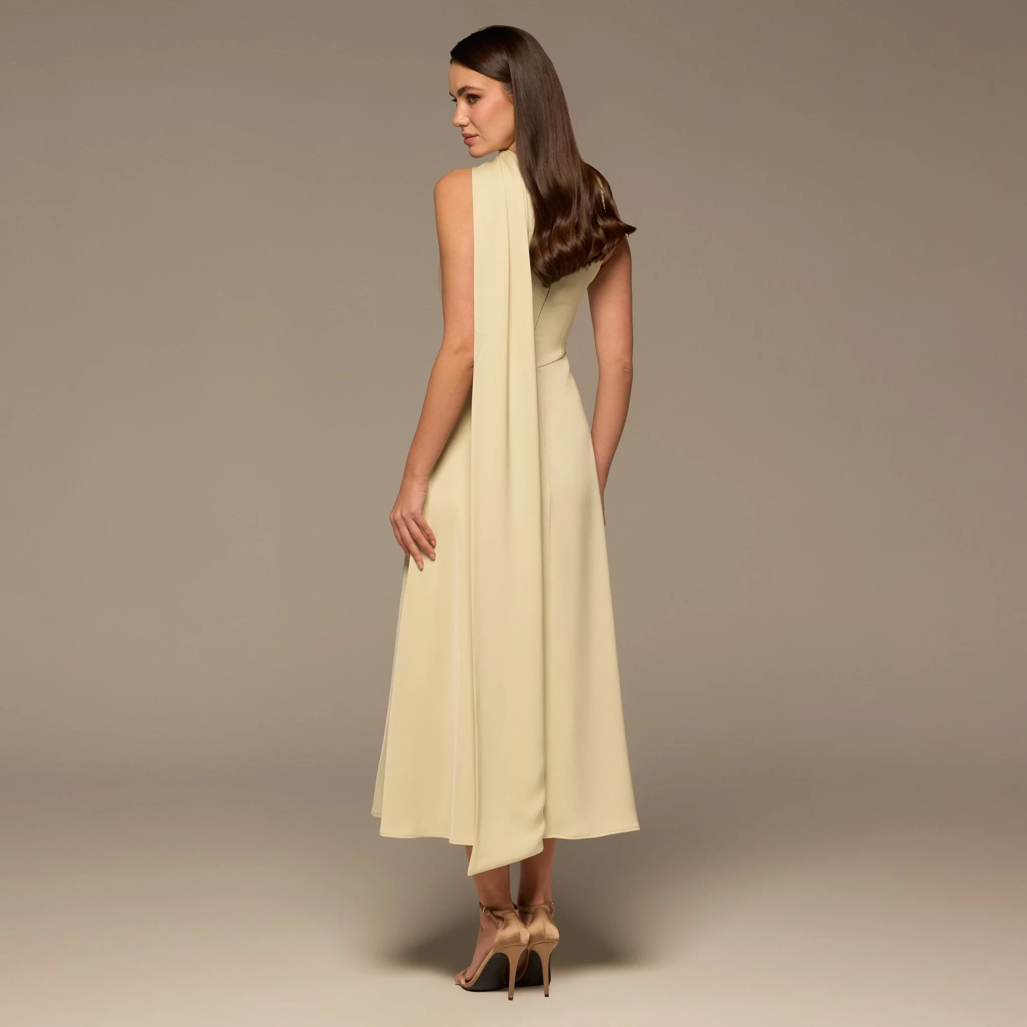 Mint Green Halter Neck A-Line Crepe Dress - Image 4