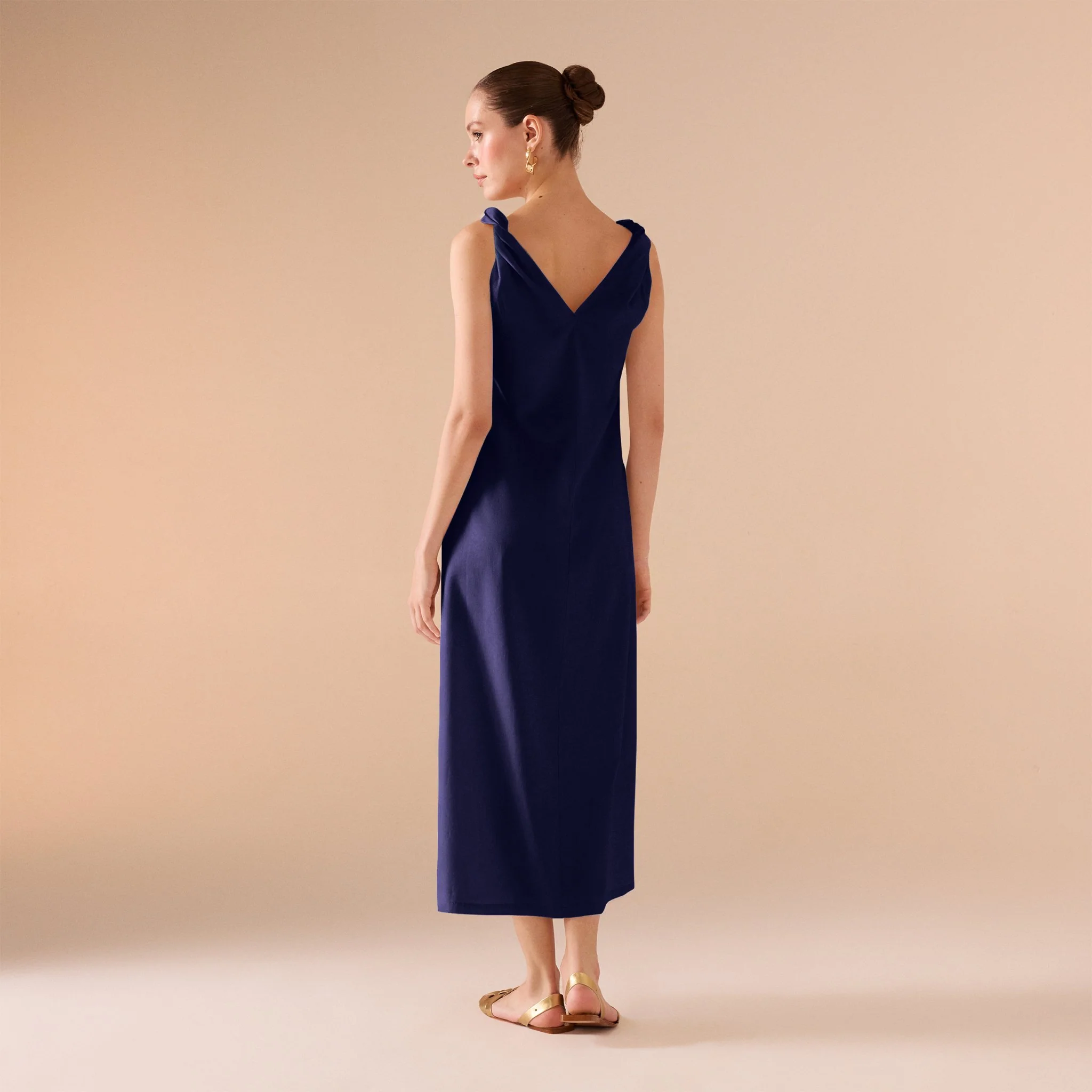 Sleeveless Loose Midi Dress in Linen Cotton Blend - Image 6