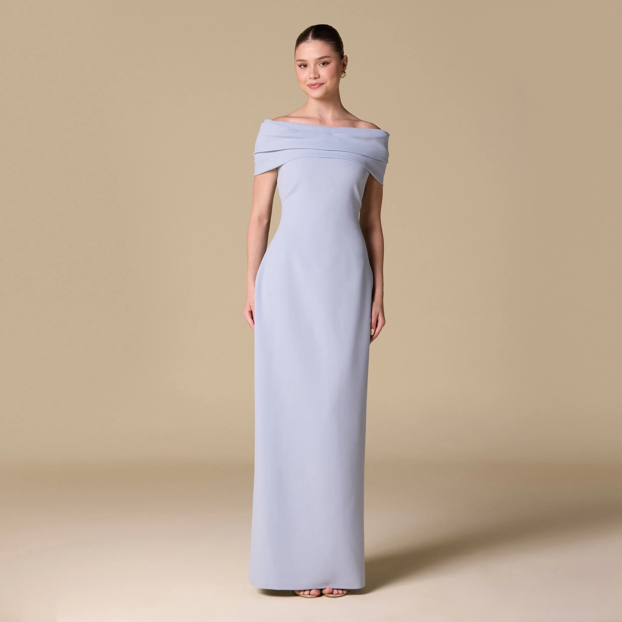 Off-shoulder Crepe Maxi Dress