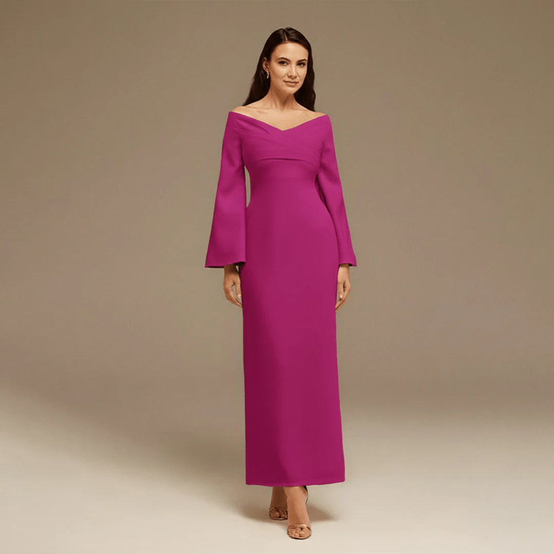 Burgundy Plum Off-Shoulder Crossover Top Midi Dress