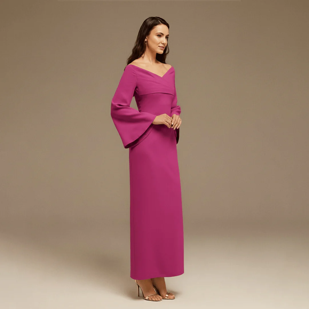 Burgundy Plum Off-Shoulder Crossover Top Midi Dress - Image 2