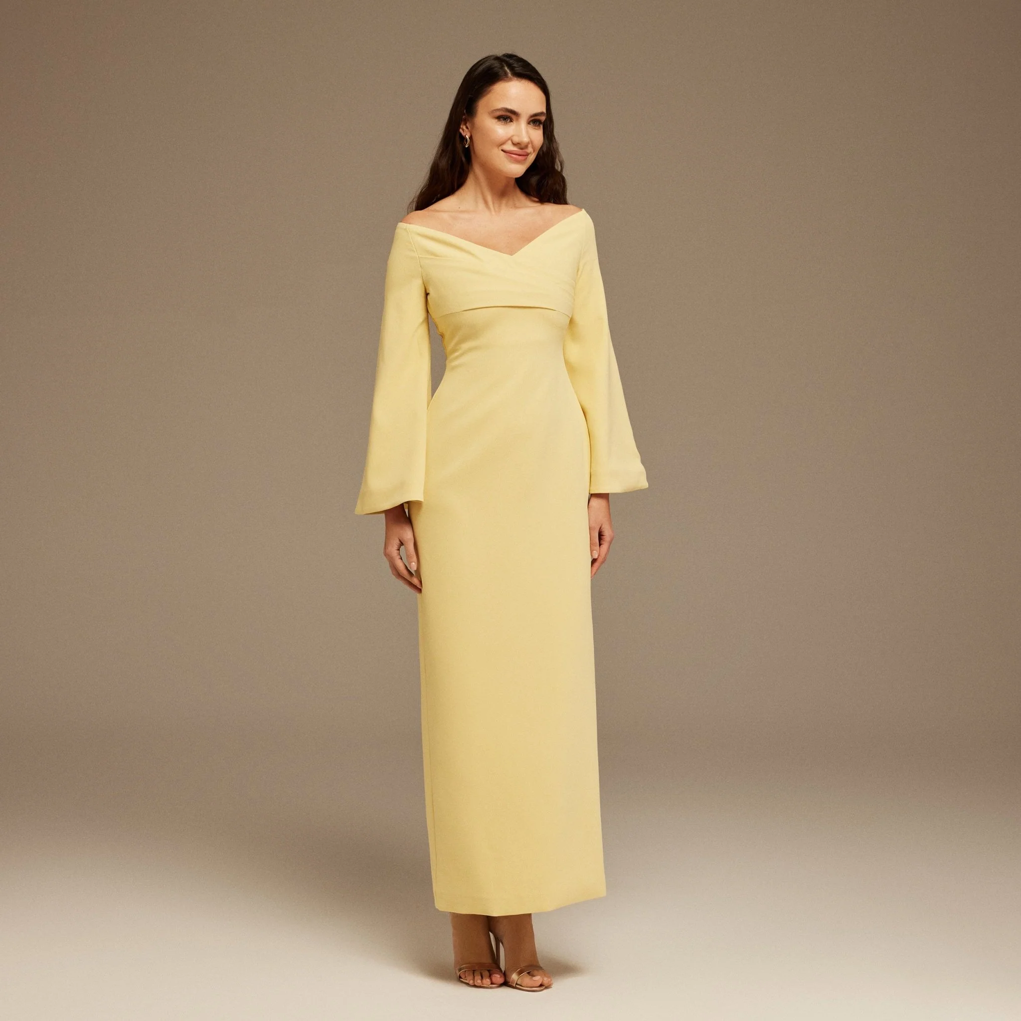 Yellow Off-Shoulder Crossover Top Maxi Dress - Image 2