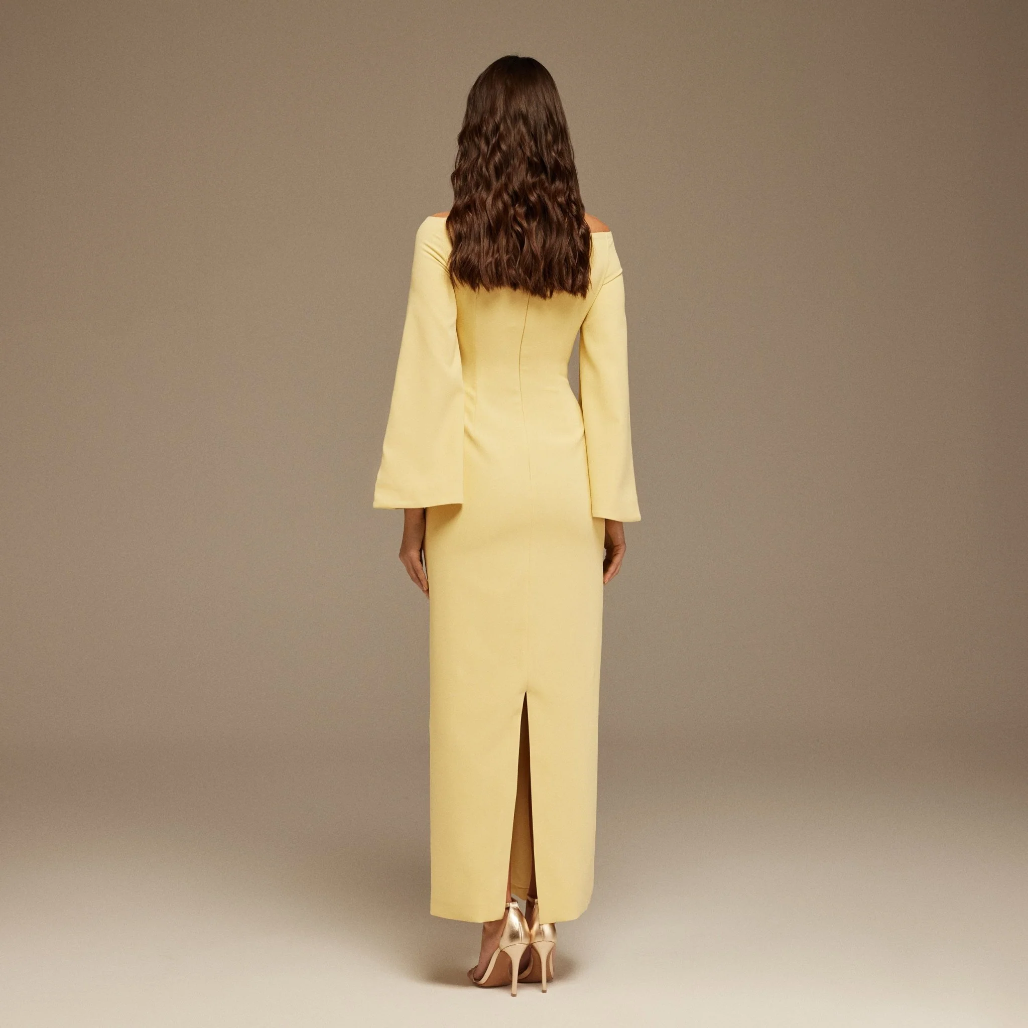 Yellow Off-Shoulder Crossover Top Maxi Dress - Image 4