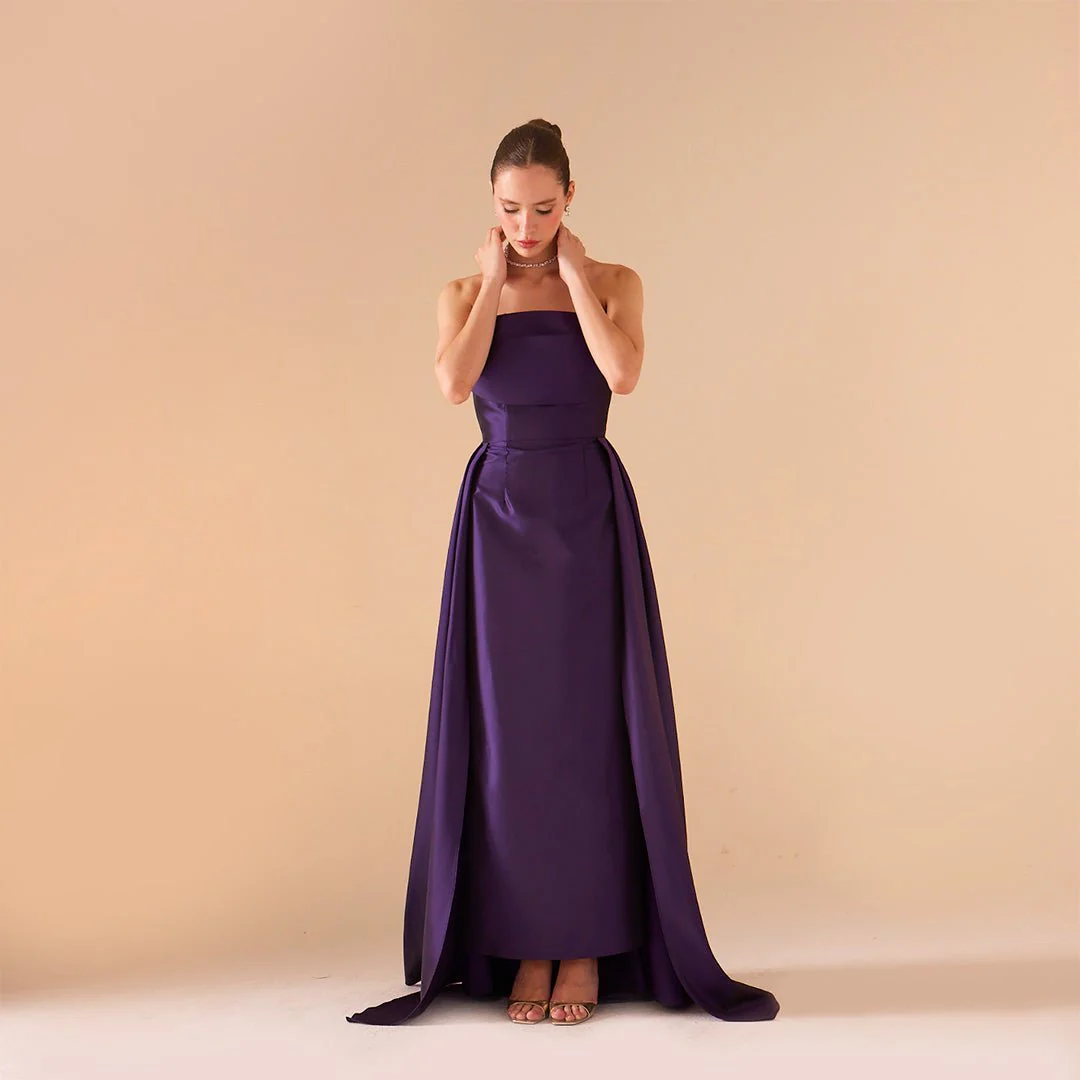 Strapless Maxi Dress in Taffeta - Image 7