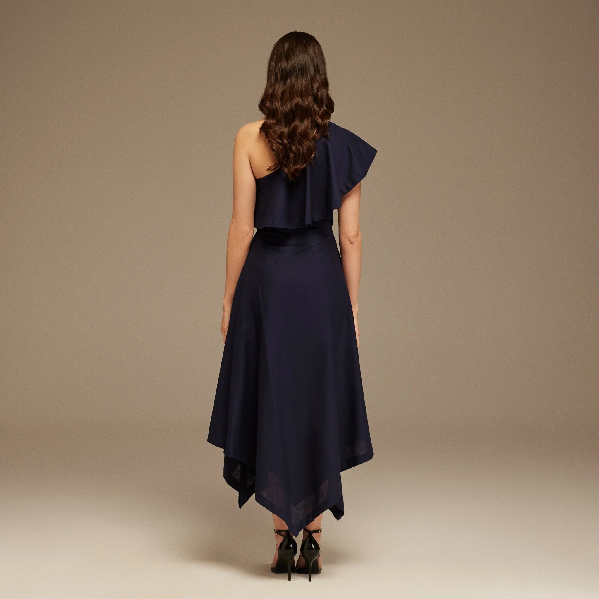 One-Shoulder Asymmetric Midi Dress - Image 4