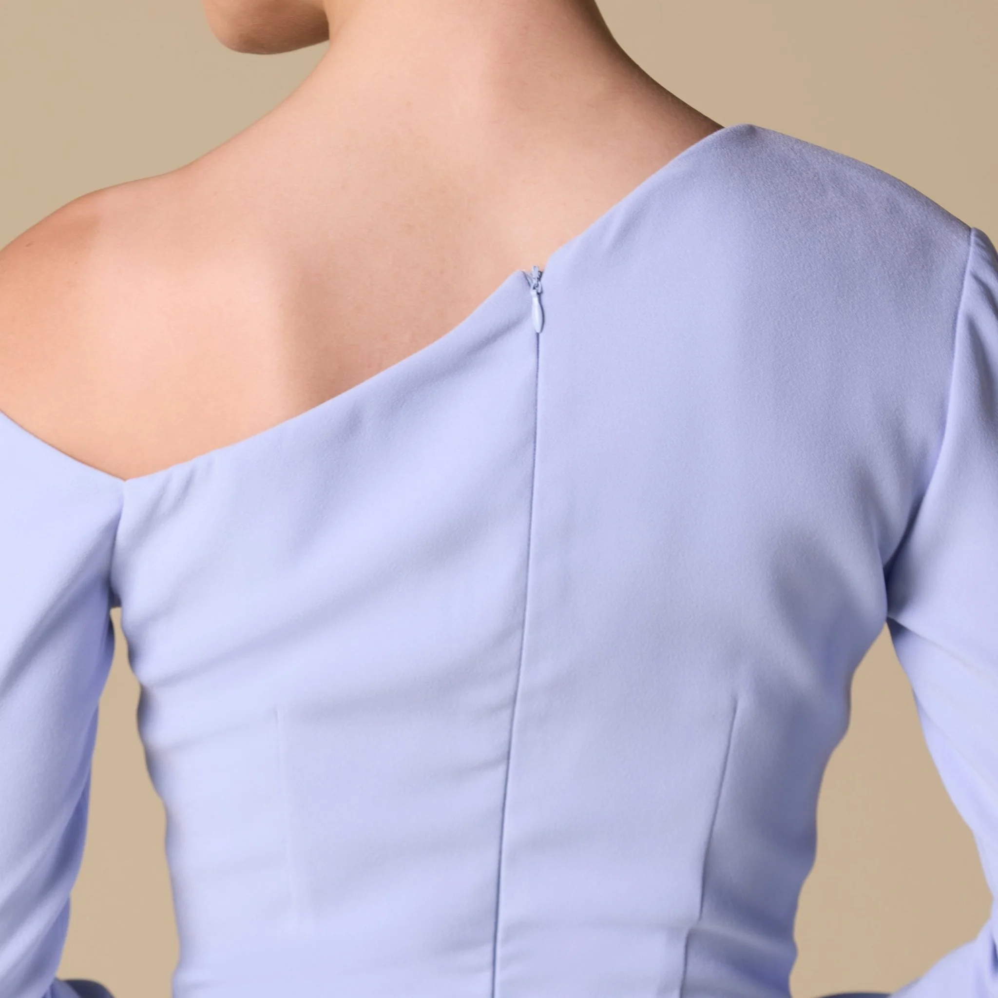 One-shoulder Crepe Dress With Pleated Skirt - Image 7