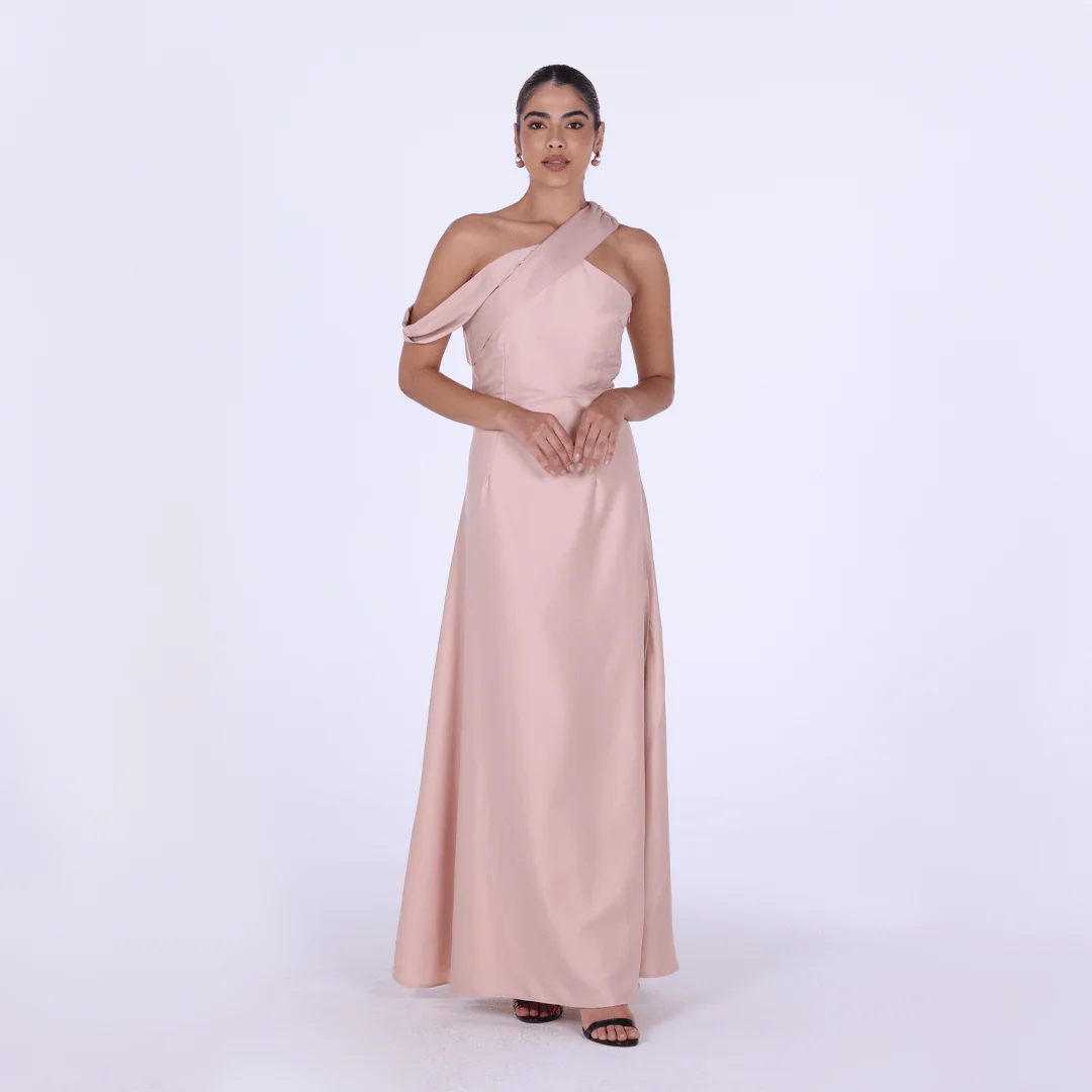 One-shoulder satin maxi Dress