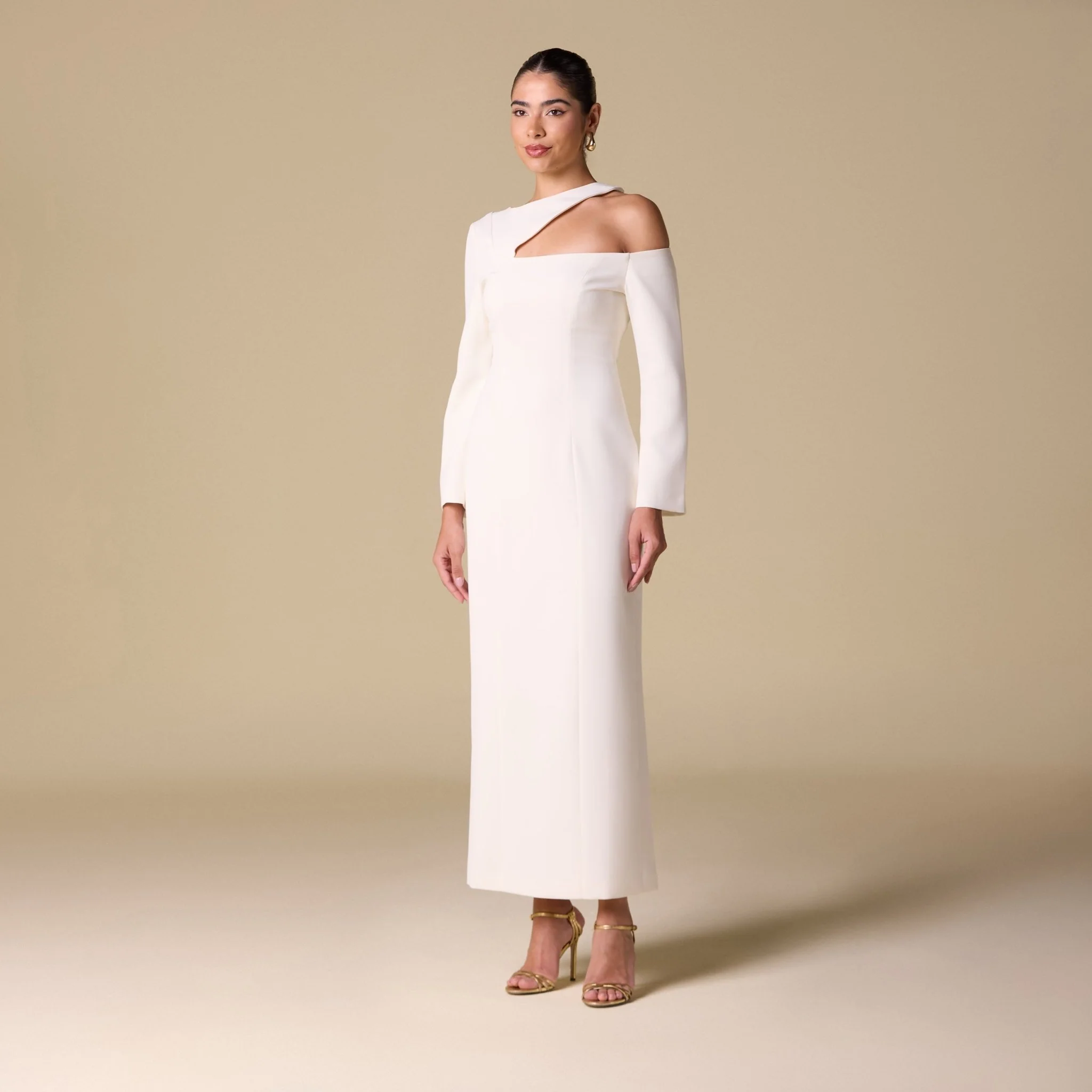 Ivory Open Shoulder Maxi Dress - Image 2