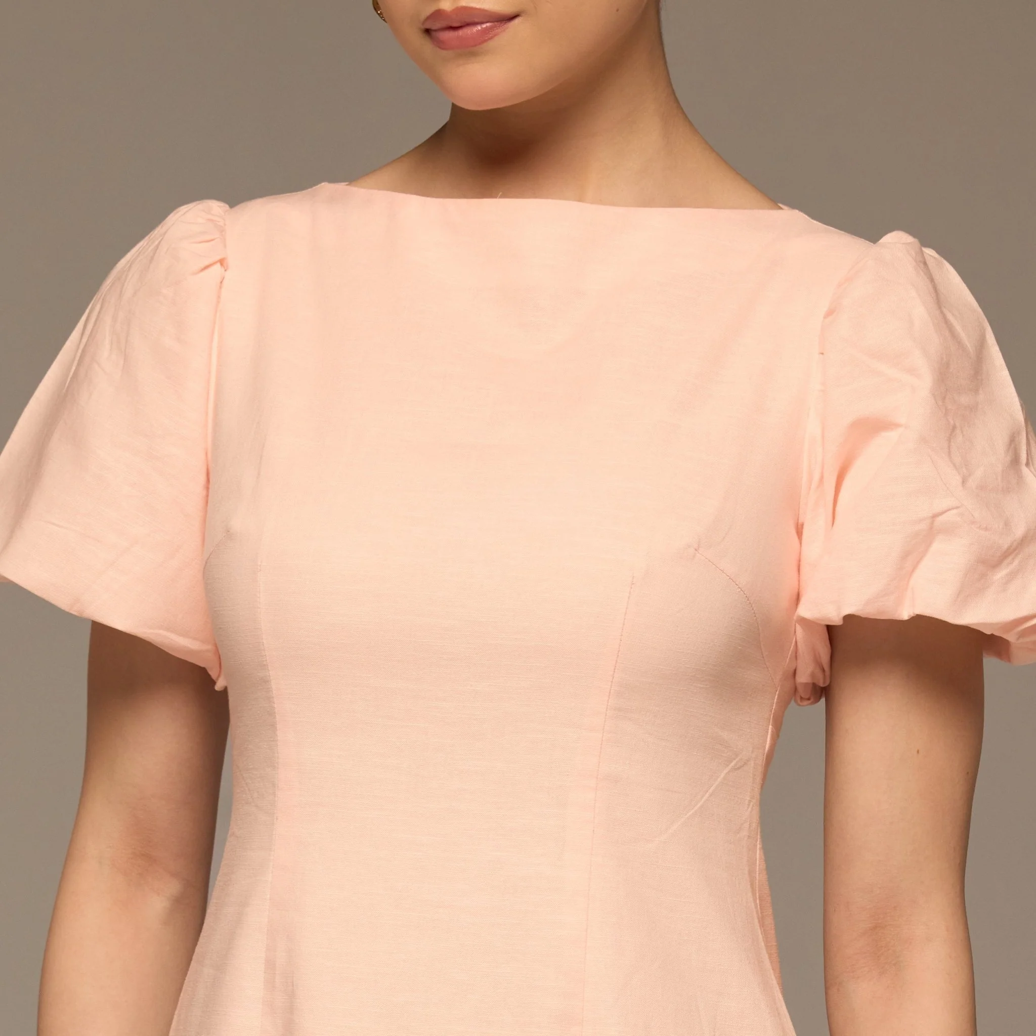 Pink Boat Neck Back Bow Maxi Dress - Image 4