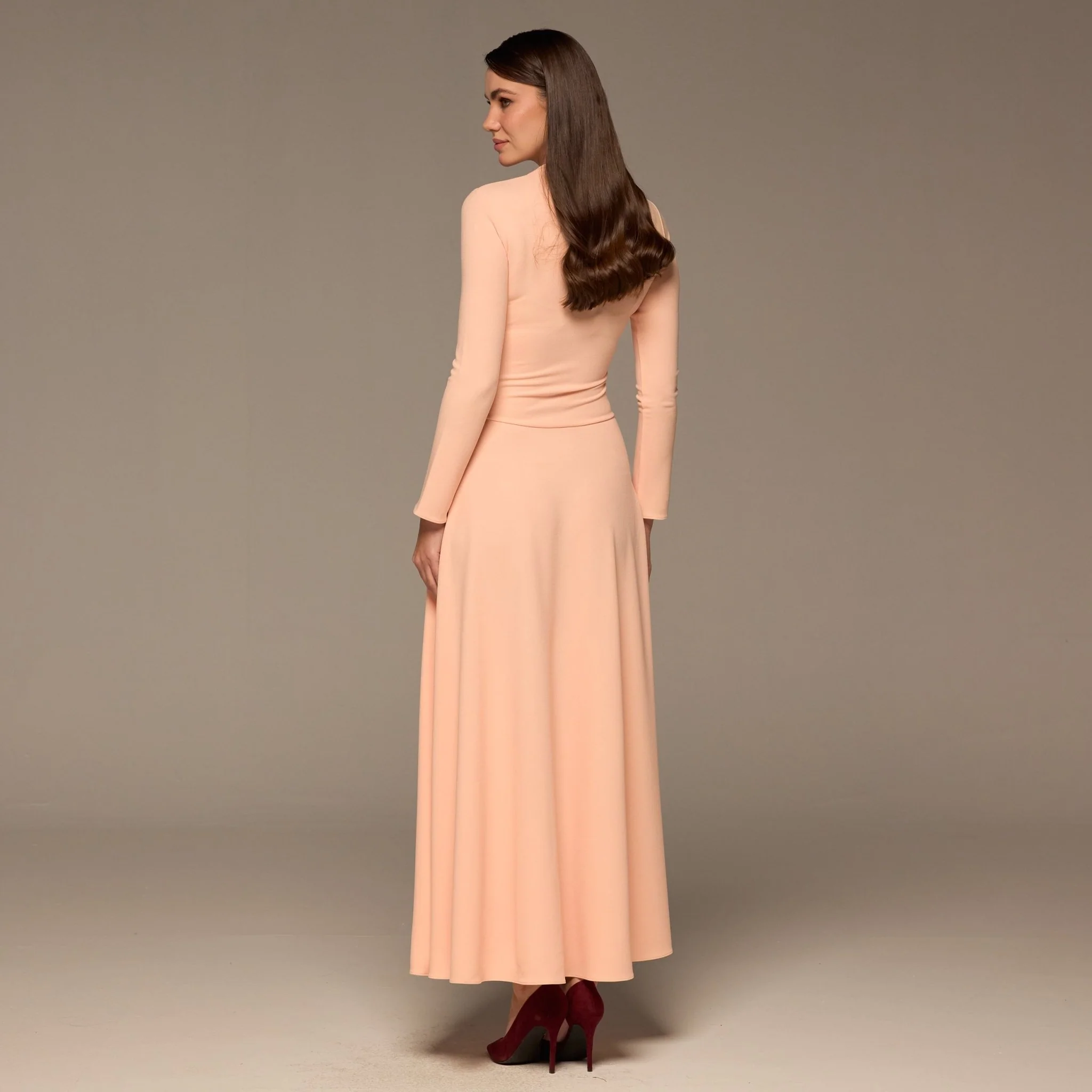 Pink Crepe Asymmetric Dress - Image 4