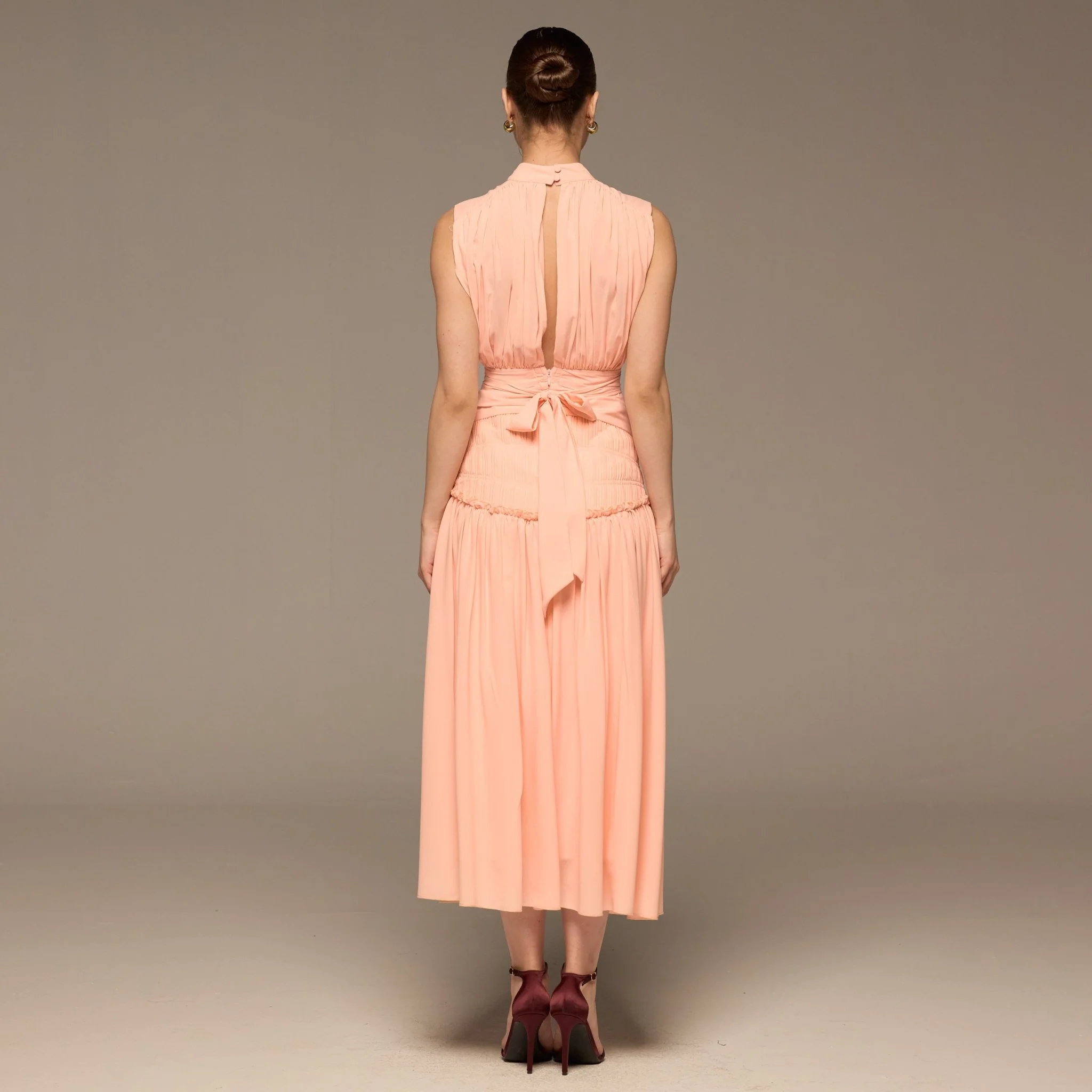 Pink Chiffon Midi Dress - Image 4