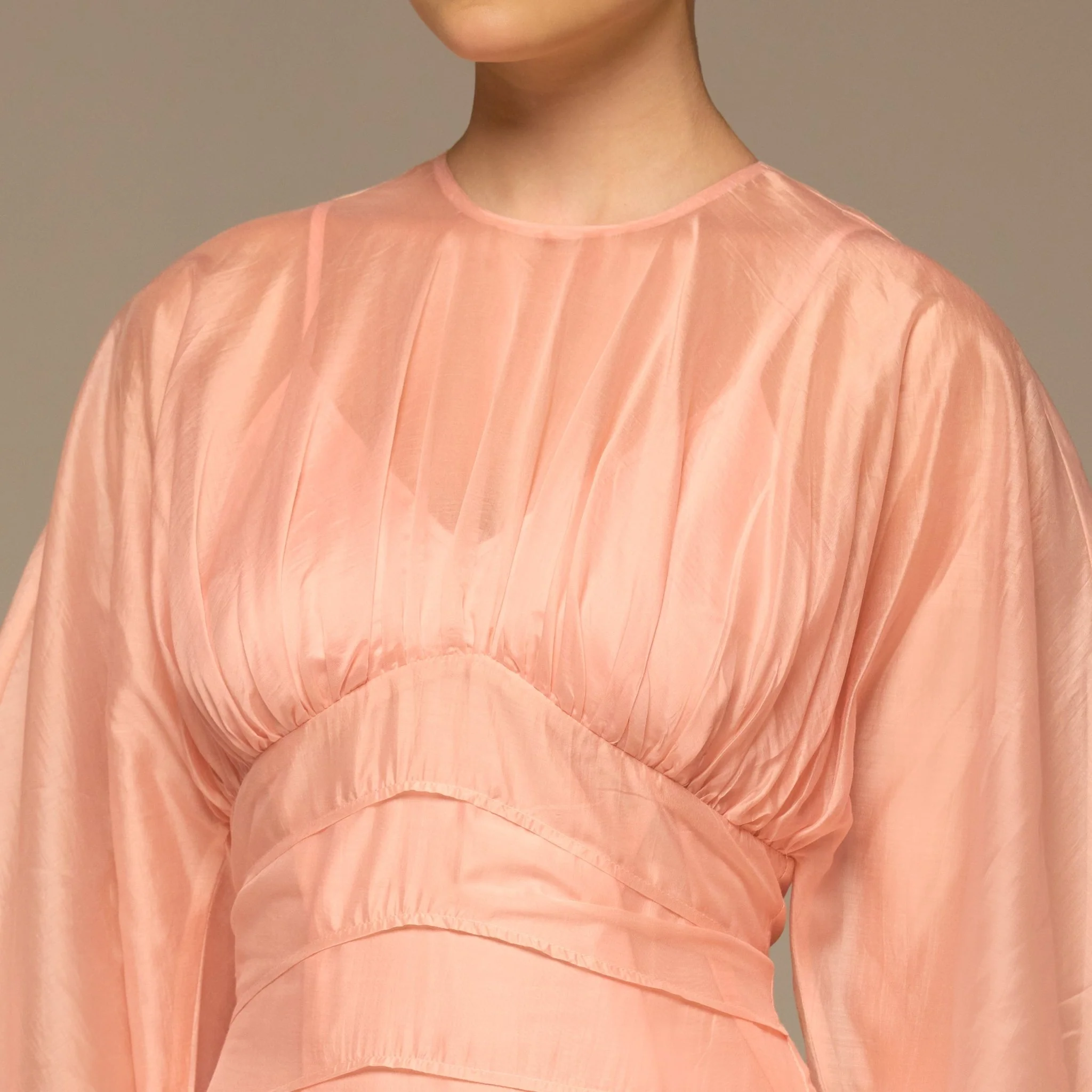 Pink Organza Puffy Sleeve Dress - Image 4