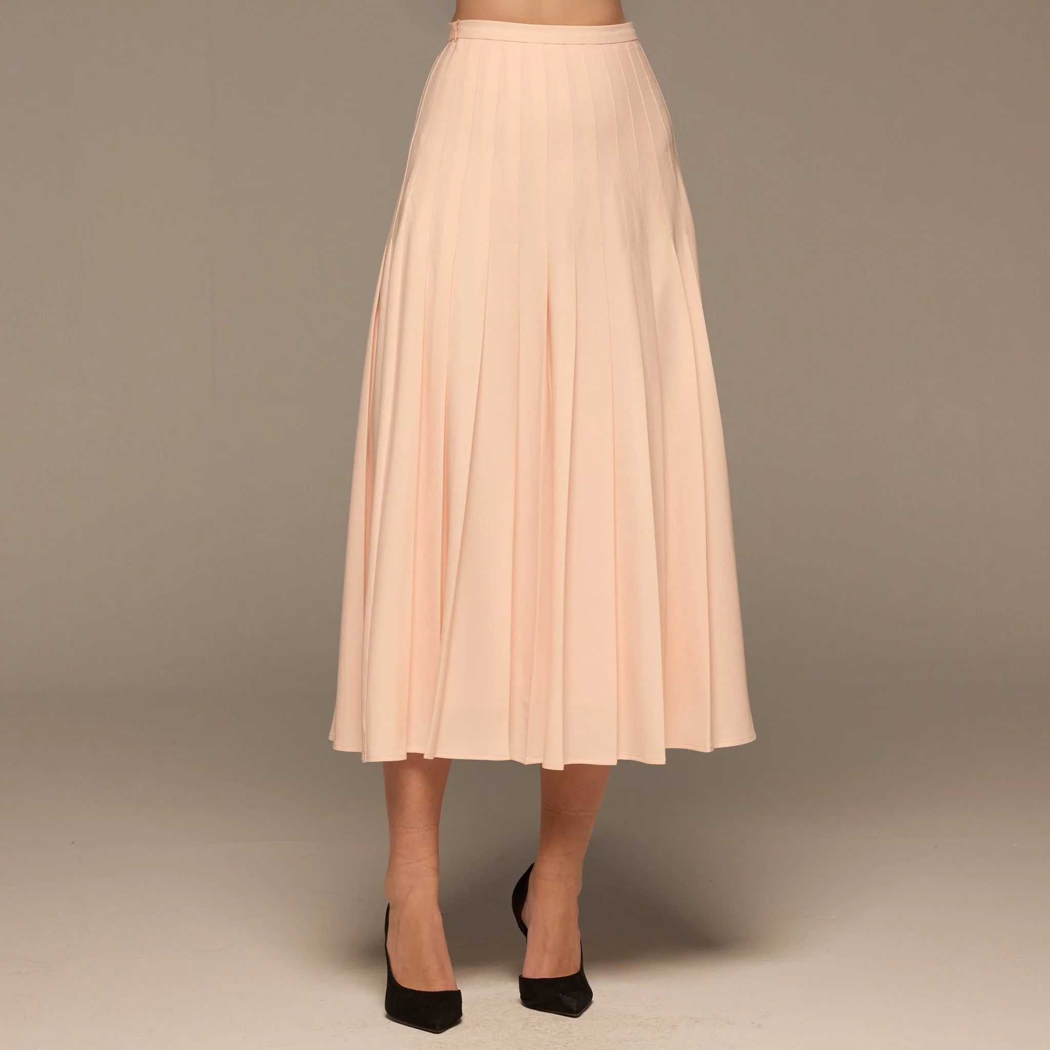 Pink Pleated Crepe Maxi Skirt - Image 3