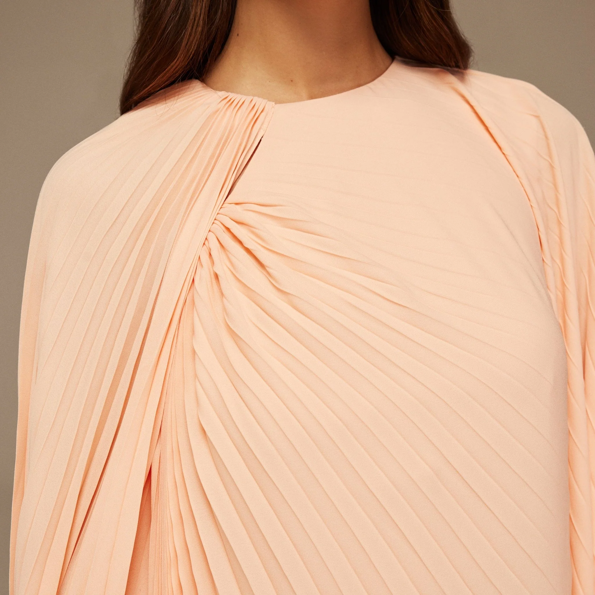Pink Pleated Cape Midi Dress - Image 3