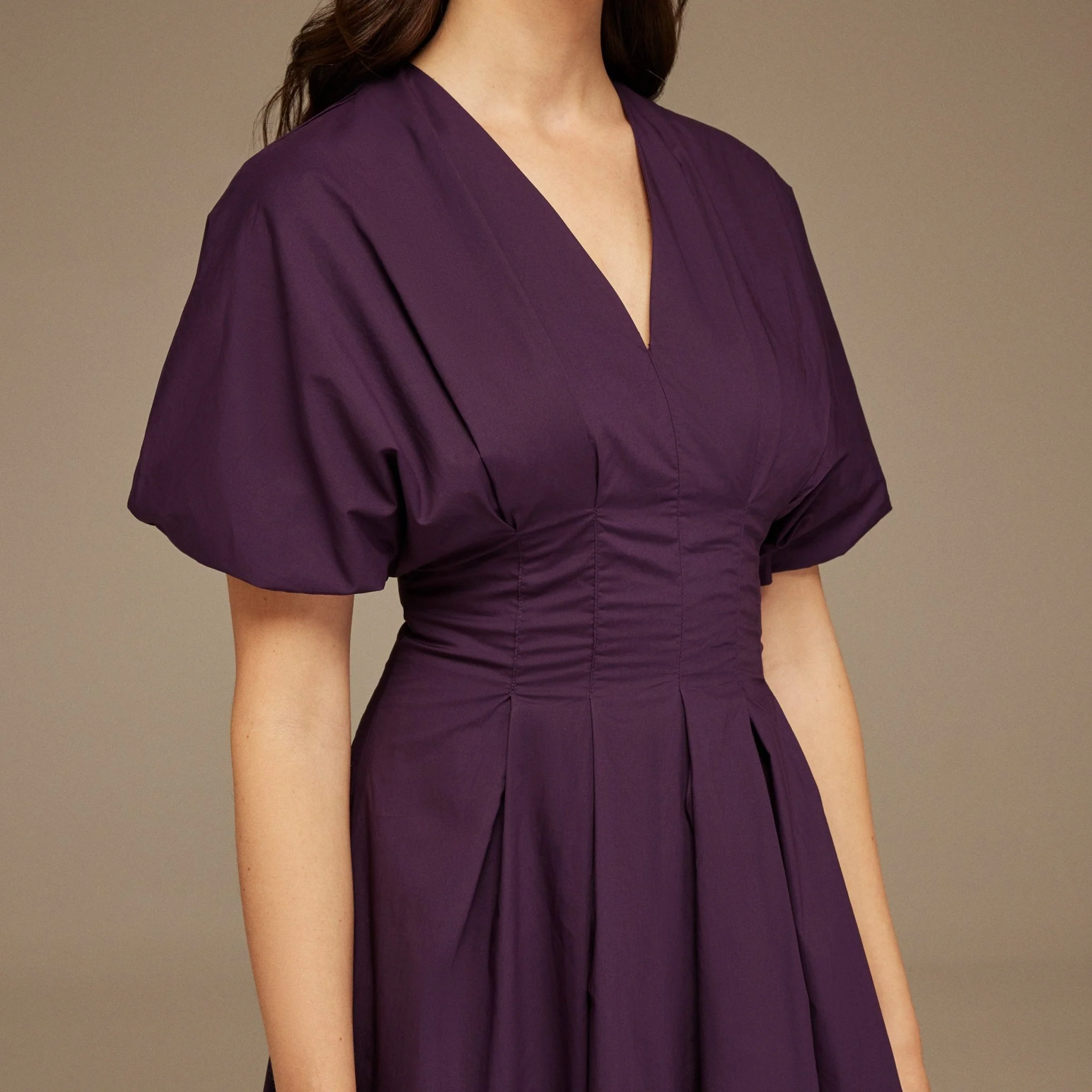 Short Sleeve Purple Pleated Maxi Dress - Image 3