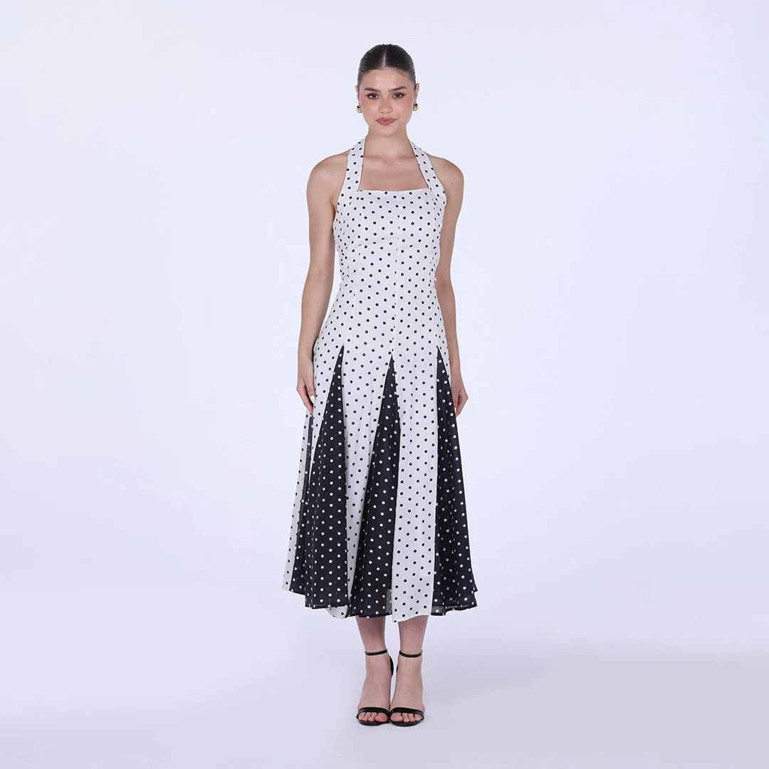 Polka Dot Flared Cotton Maxi Dress - Image 2