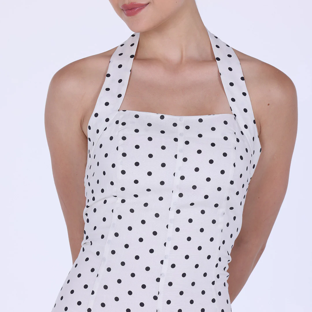 Polka Dot Flared Cotton Maxi Dress - Image 3