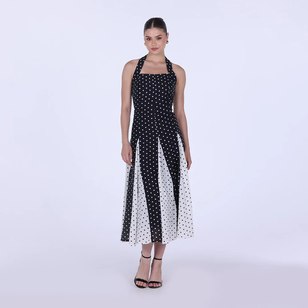 Polka Dot Flared Cotton Maxi Dress - Image 5
