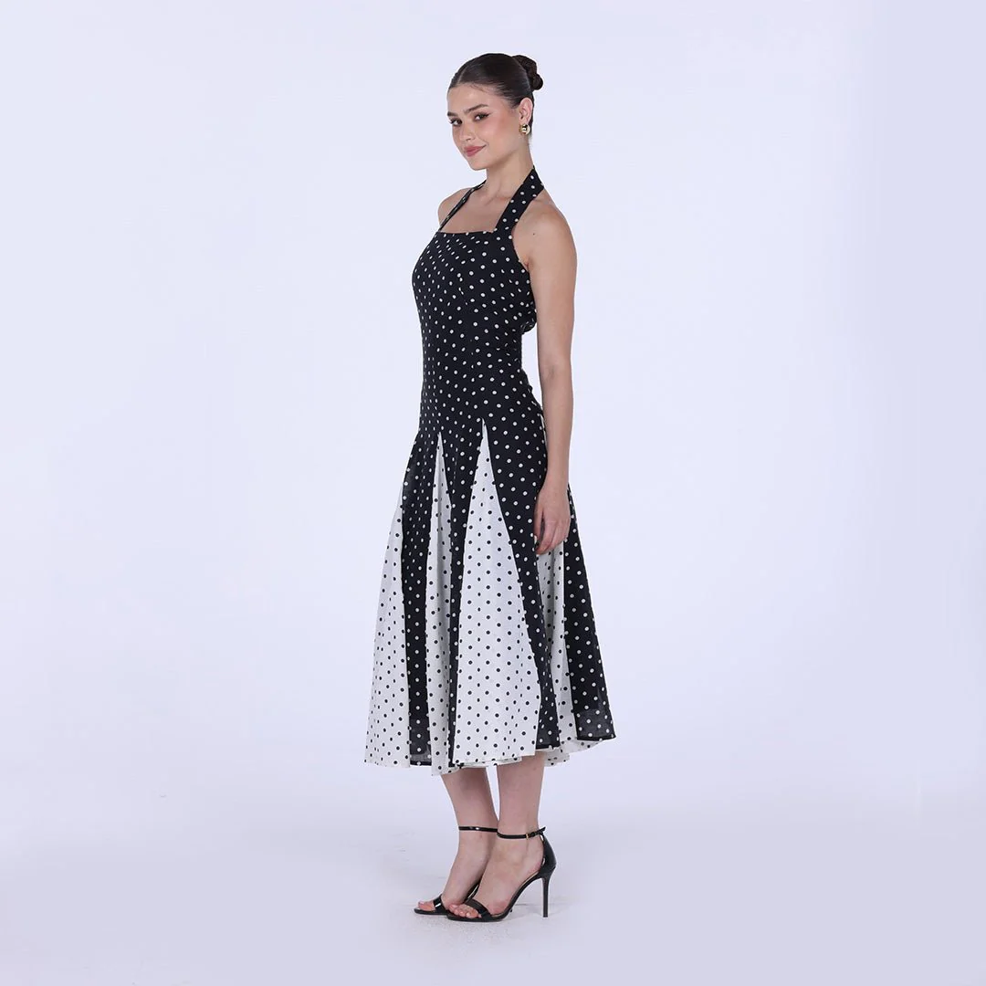 Polka Dot Flared Cotton Maxi Dress - Image 6