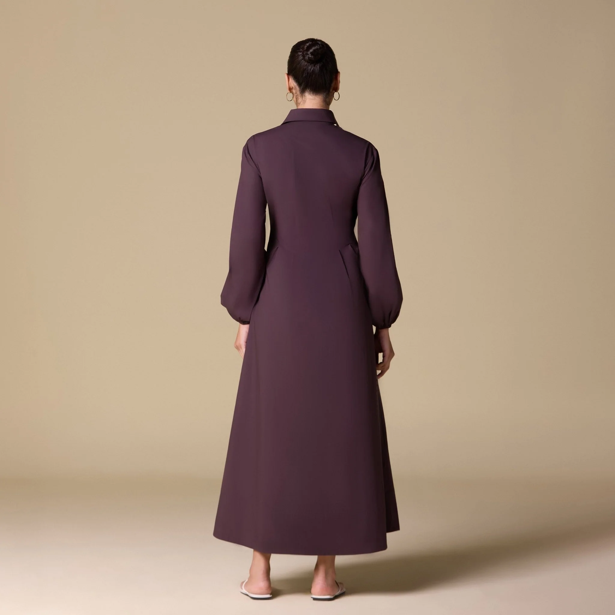 Poplin Pleated Maxi Shirt Dress with Hidden Buttons - Image 8