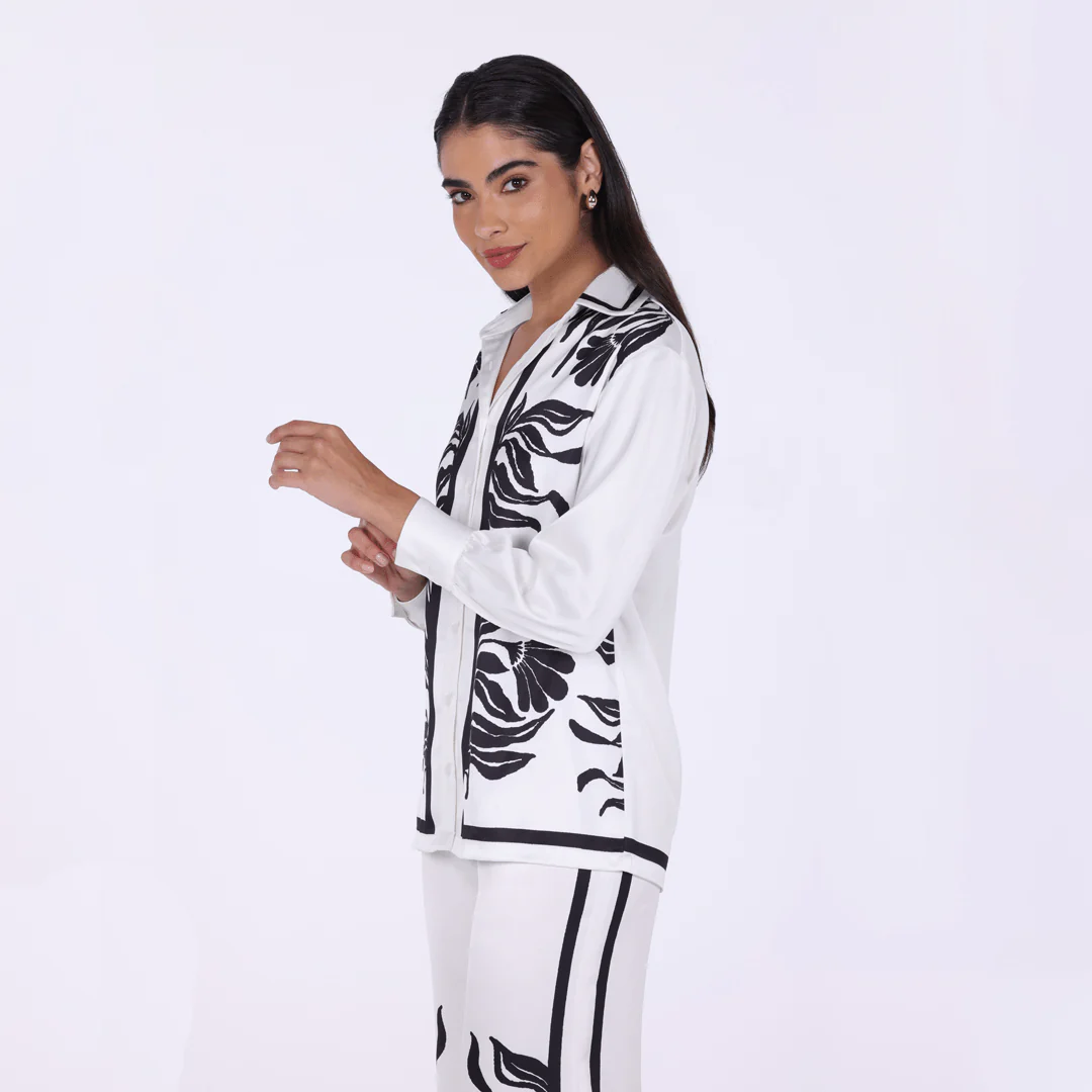 Printed Satin Long Sleeve Shirt - Image 2