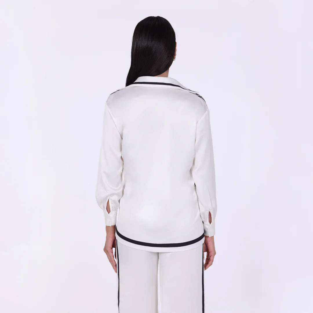 Printed Satin Long Sleeve Shirt - Image 3