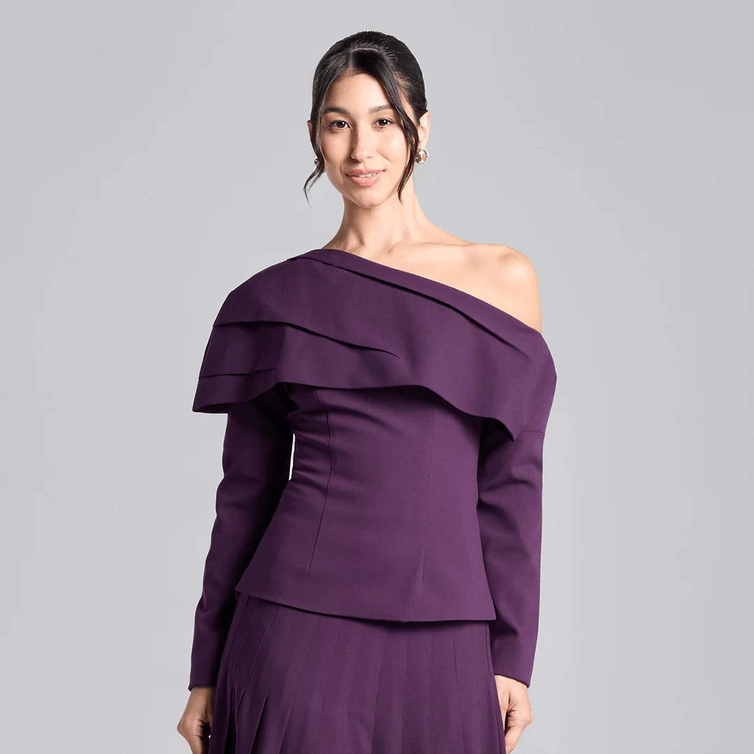 Purple Dropped Shoulder Long Sleeve Top