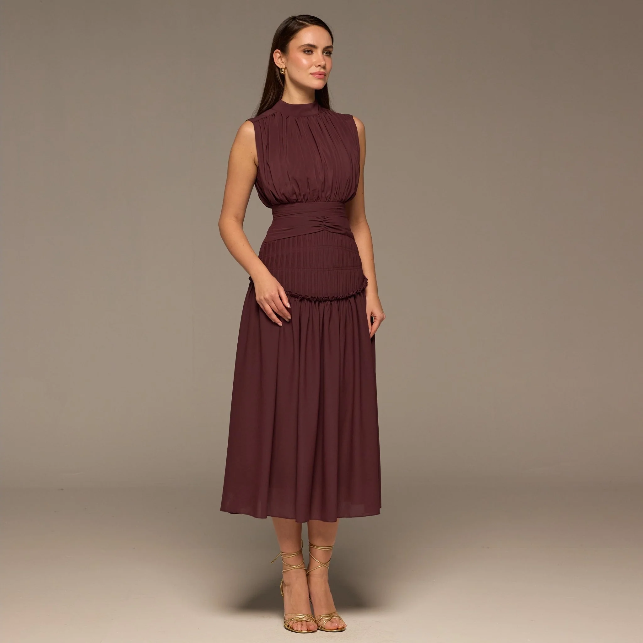 Purple Chiffon Midi Dress - Image 2