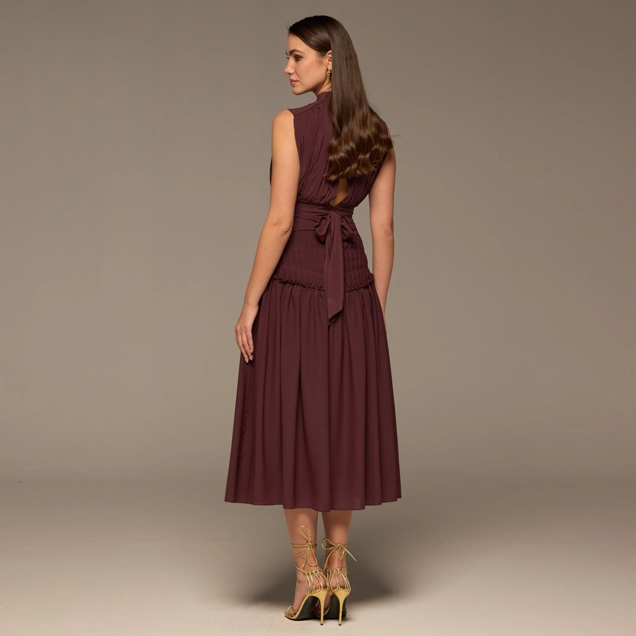 Purple Chiffon Midi Dress - Image 4