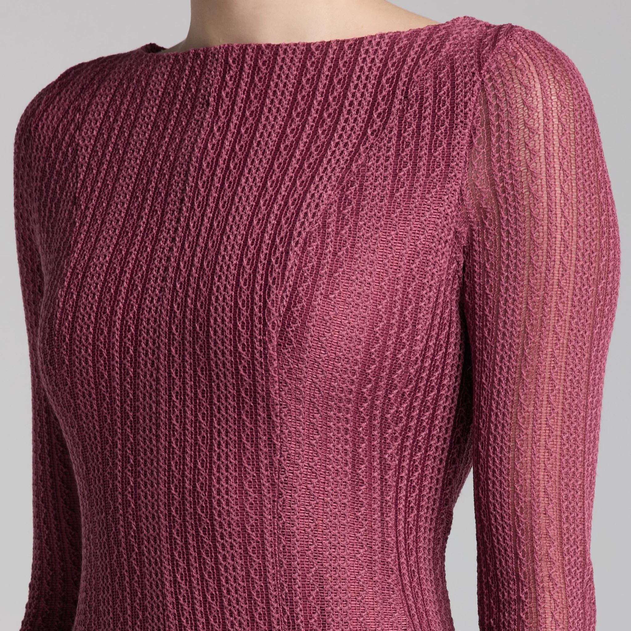 Plum Long Sleeves Godet Maxi Dress - Image 3