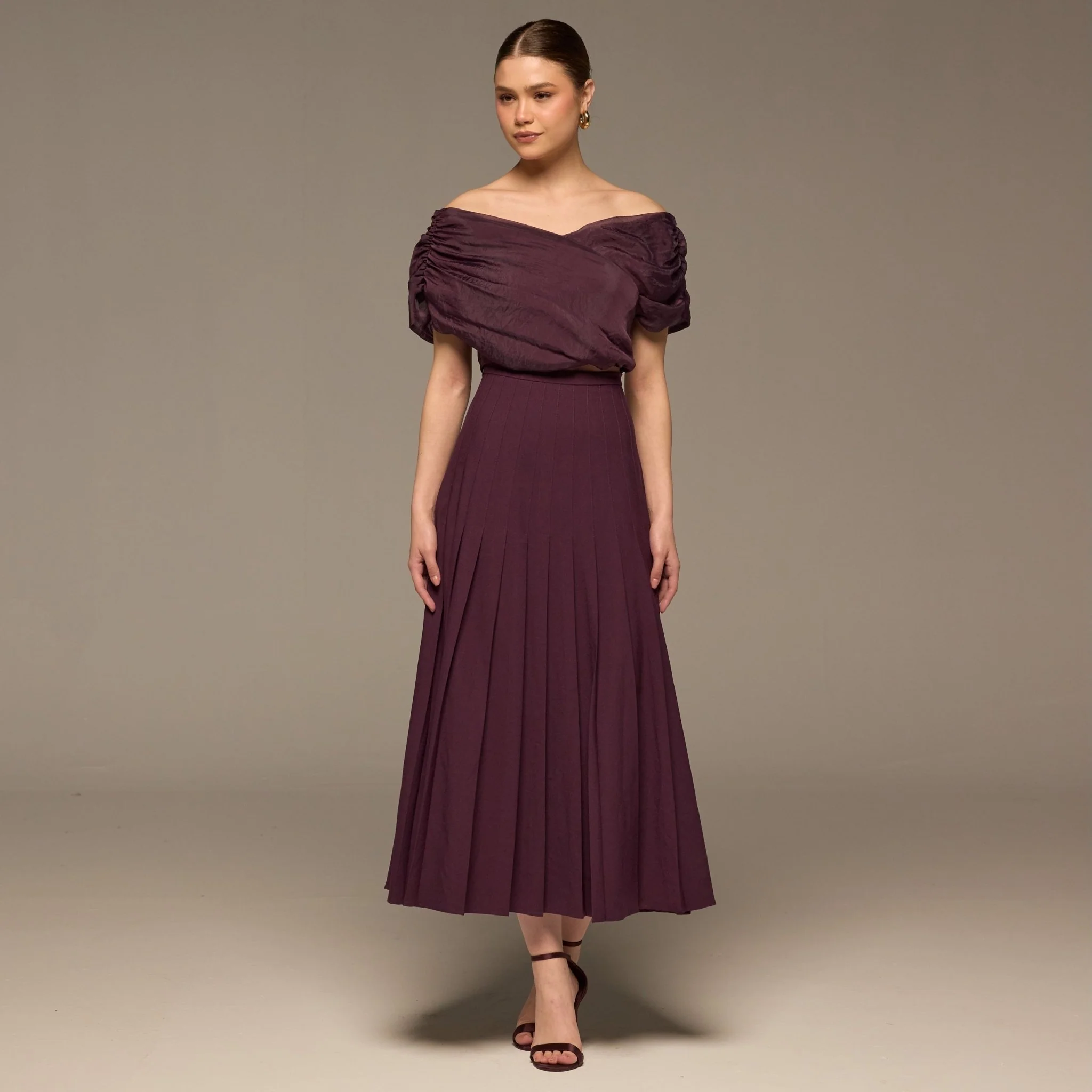 Purple Off Shoulder Organza Blouse - Image 4