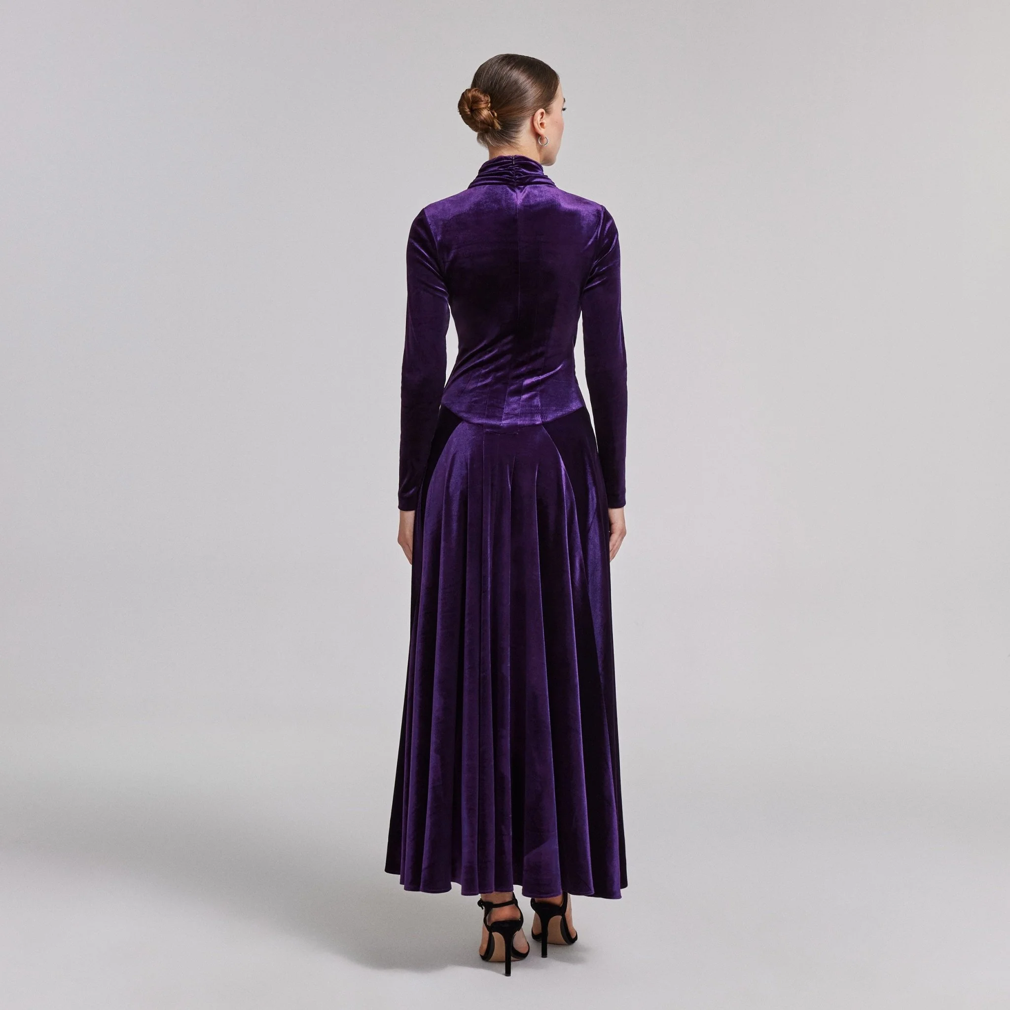 Purple Velvet Mock Neck Maxi Dress - Image 4