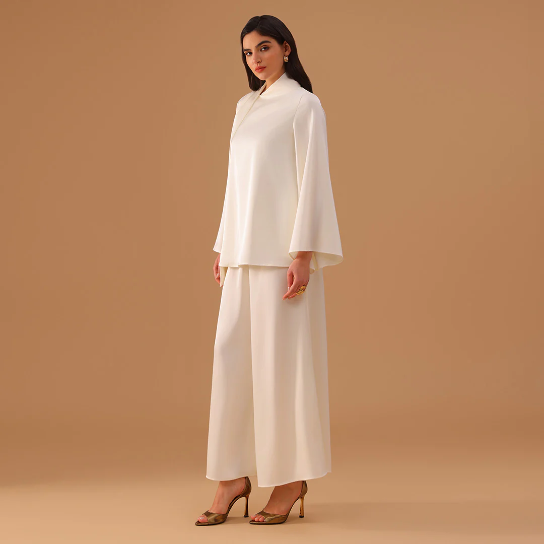 Relaxed-Fit Long-Sleeve Top in Ivory - Image 2