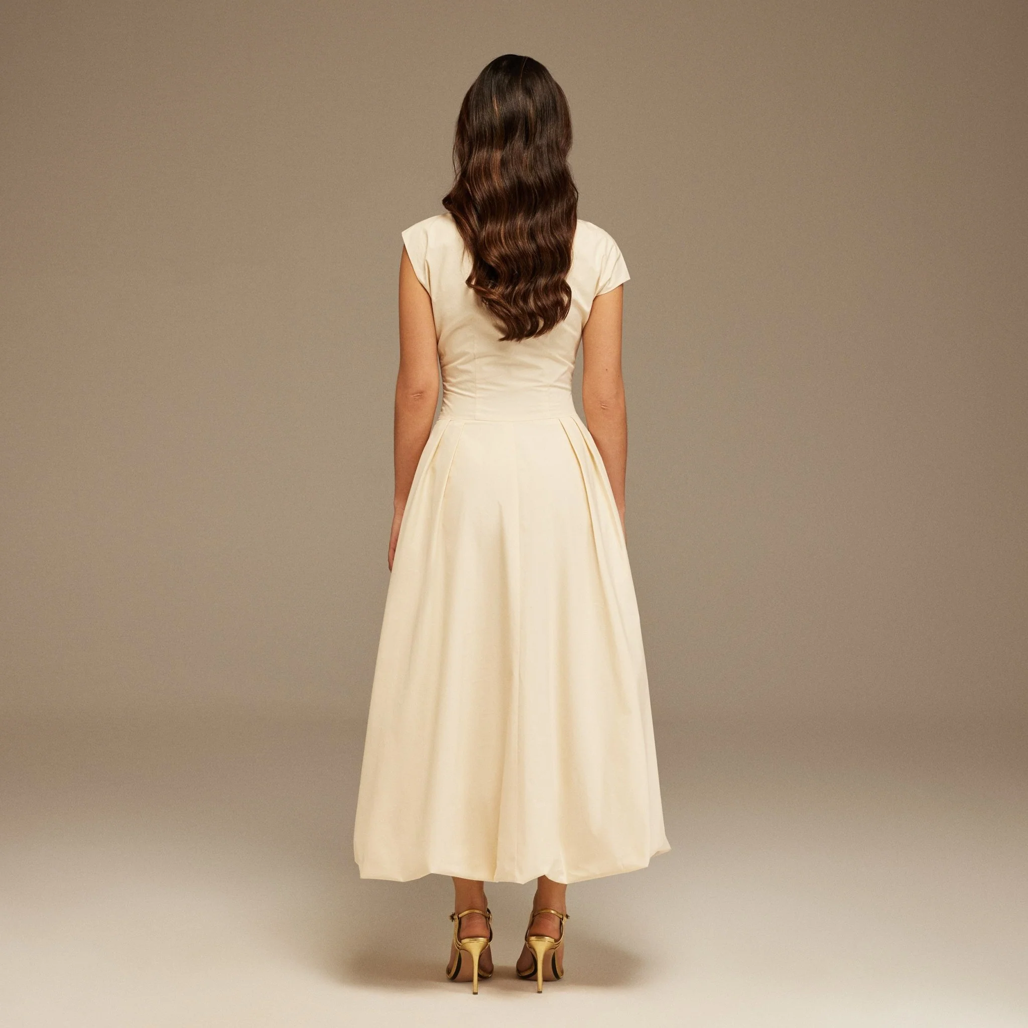 Ivory Short Sleeve Balloon Midi Dress - Image 4