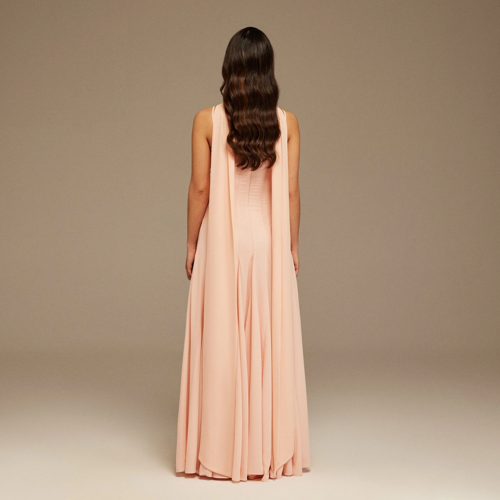 Pink Short Sleeve Heart Neckline Long Dress - Image 4