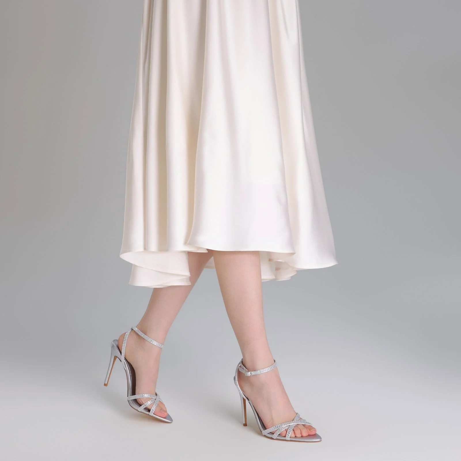 Silver Metallic High Heel Sandals - Image 2