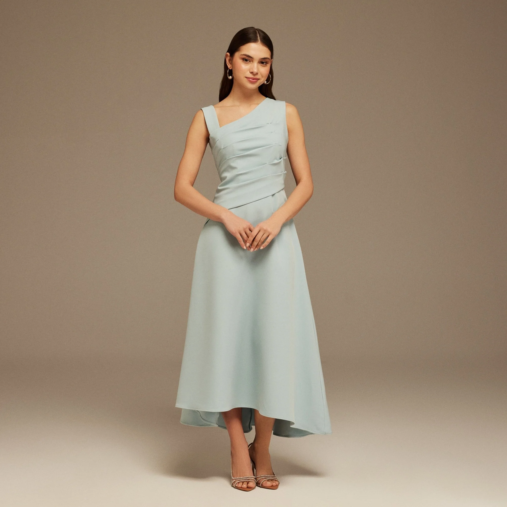Sleeveless Aline Crepe Maxi Dress