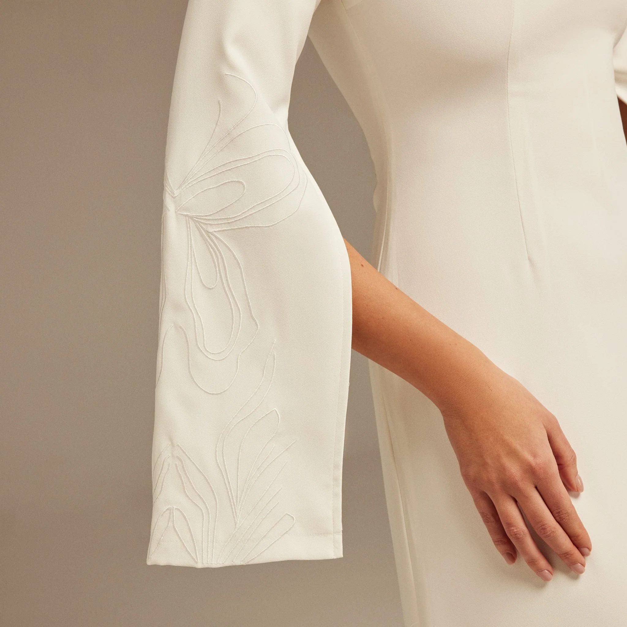 White Embroidered Sleeve Maxi Dress - Image 2