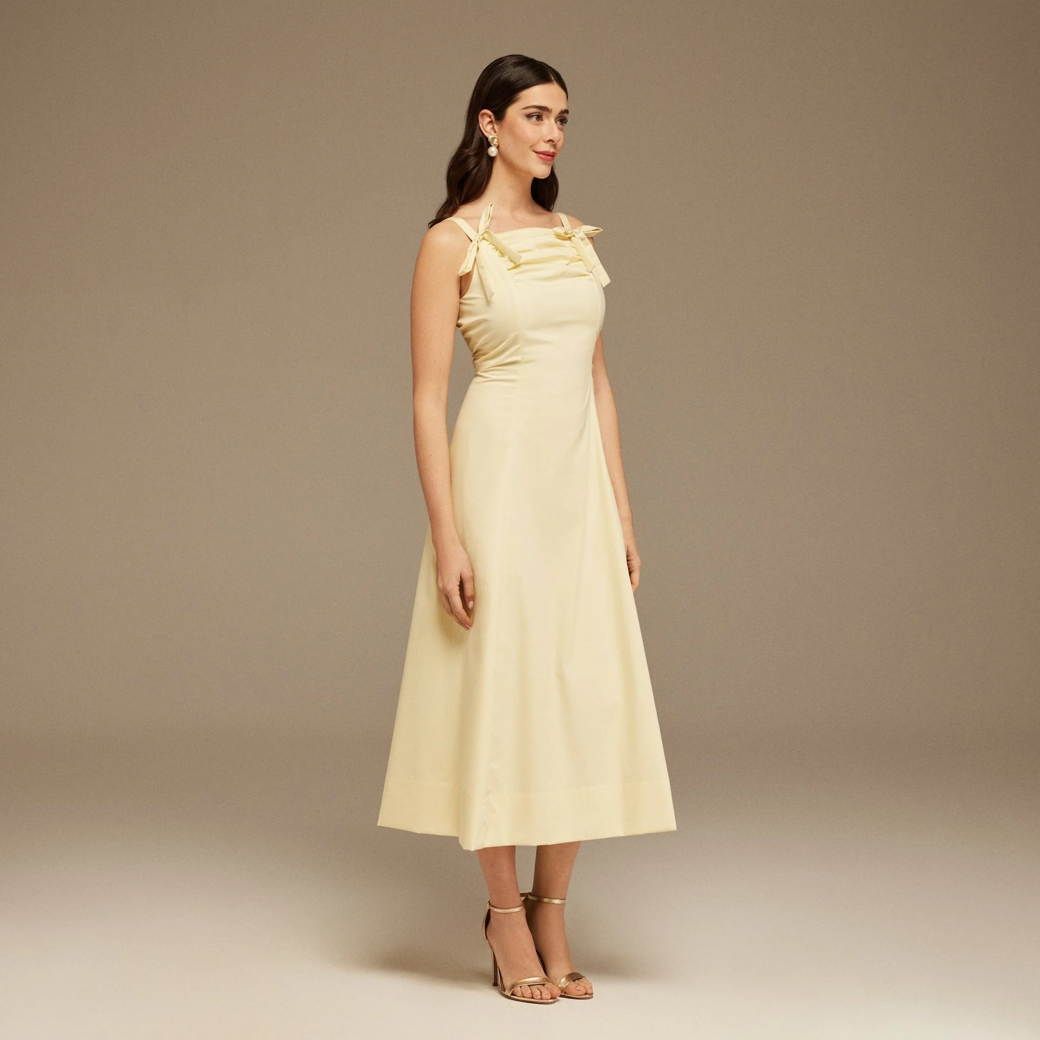 Sleeveless Poplin Midi Dress With Chest Details - Image 2