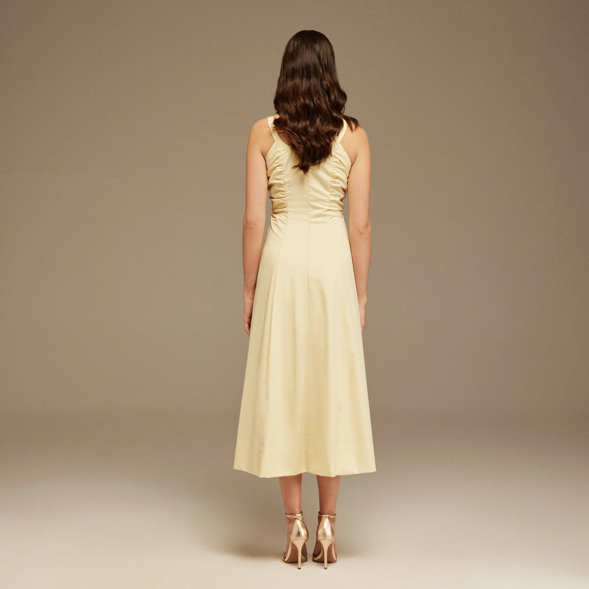 Sleeveless Poplin Midi Dress With Chest Details - Image 4