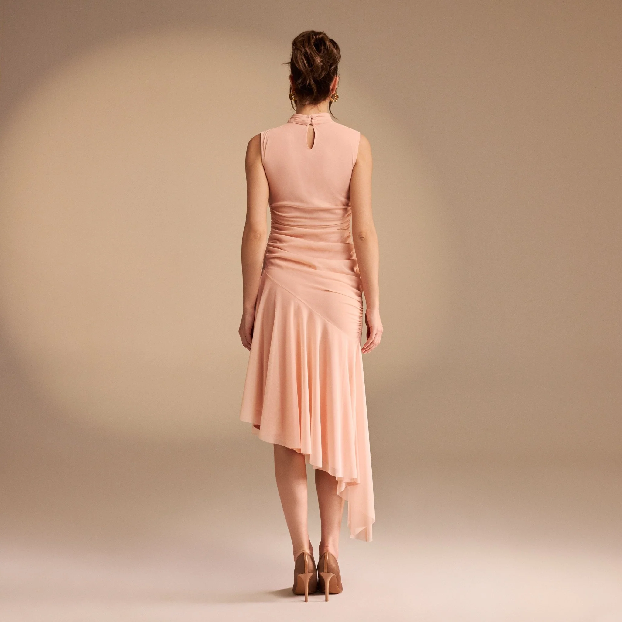 Sleeveless Ruched Ruffles Midi Dress - Image 4