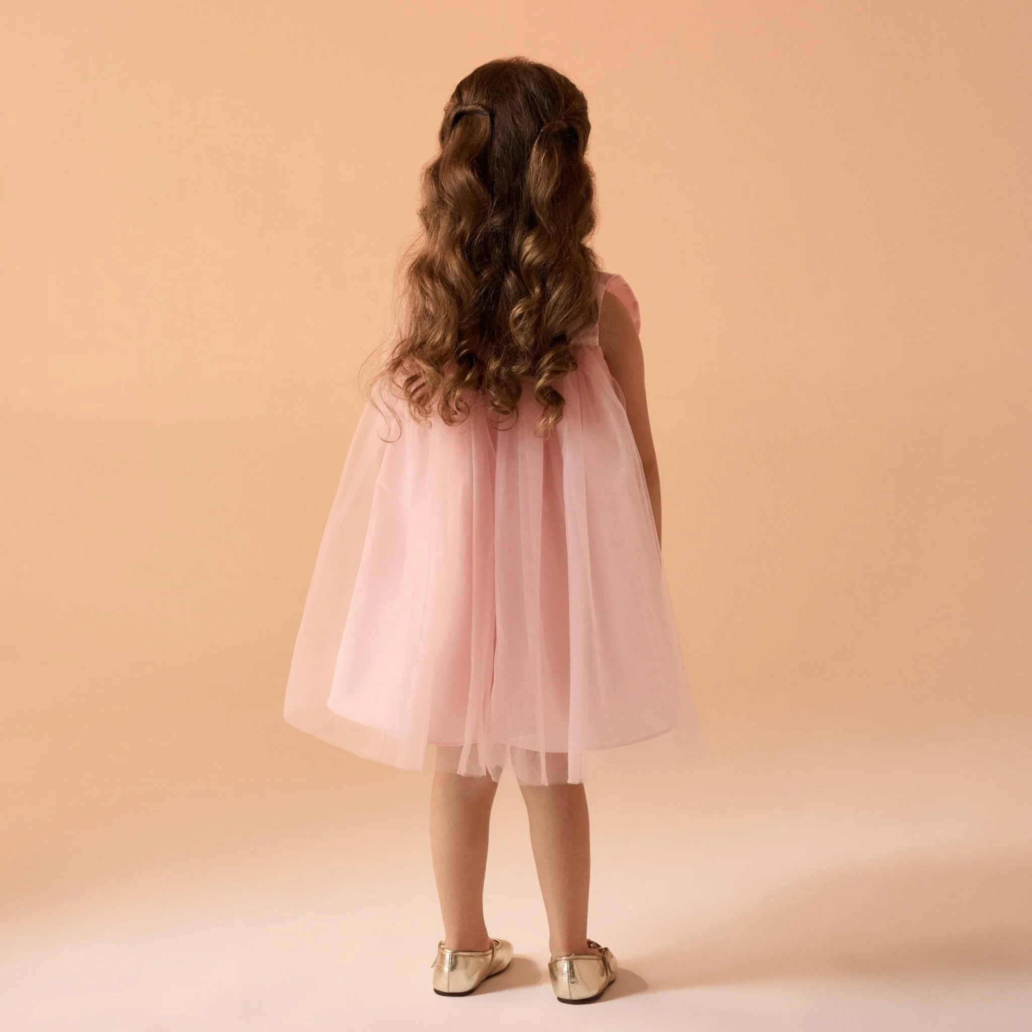 Pink Sleeveless Taffeta Dress with Bow - Image 4