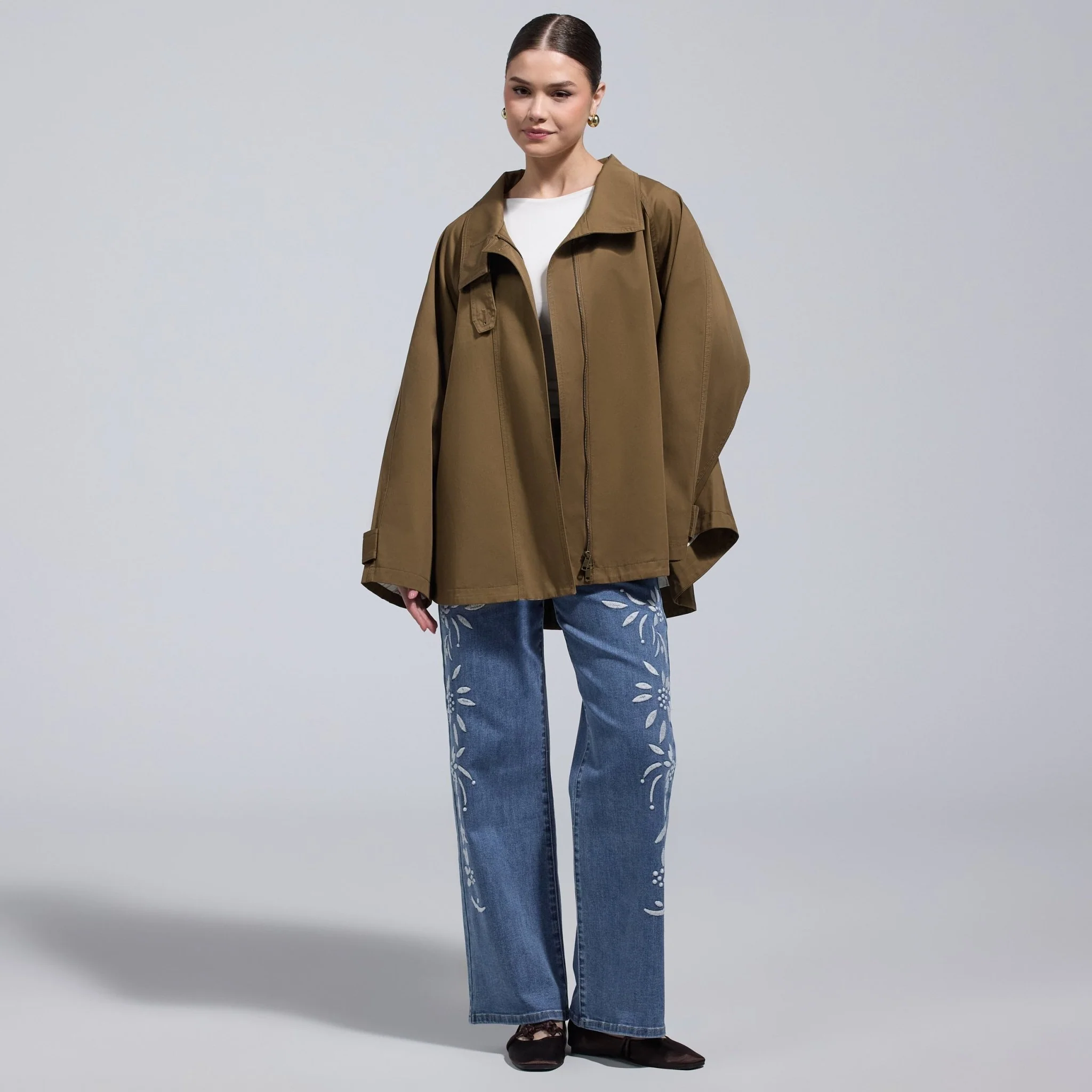 Camel Twill Cape Trench Coat - Image 2