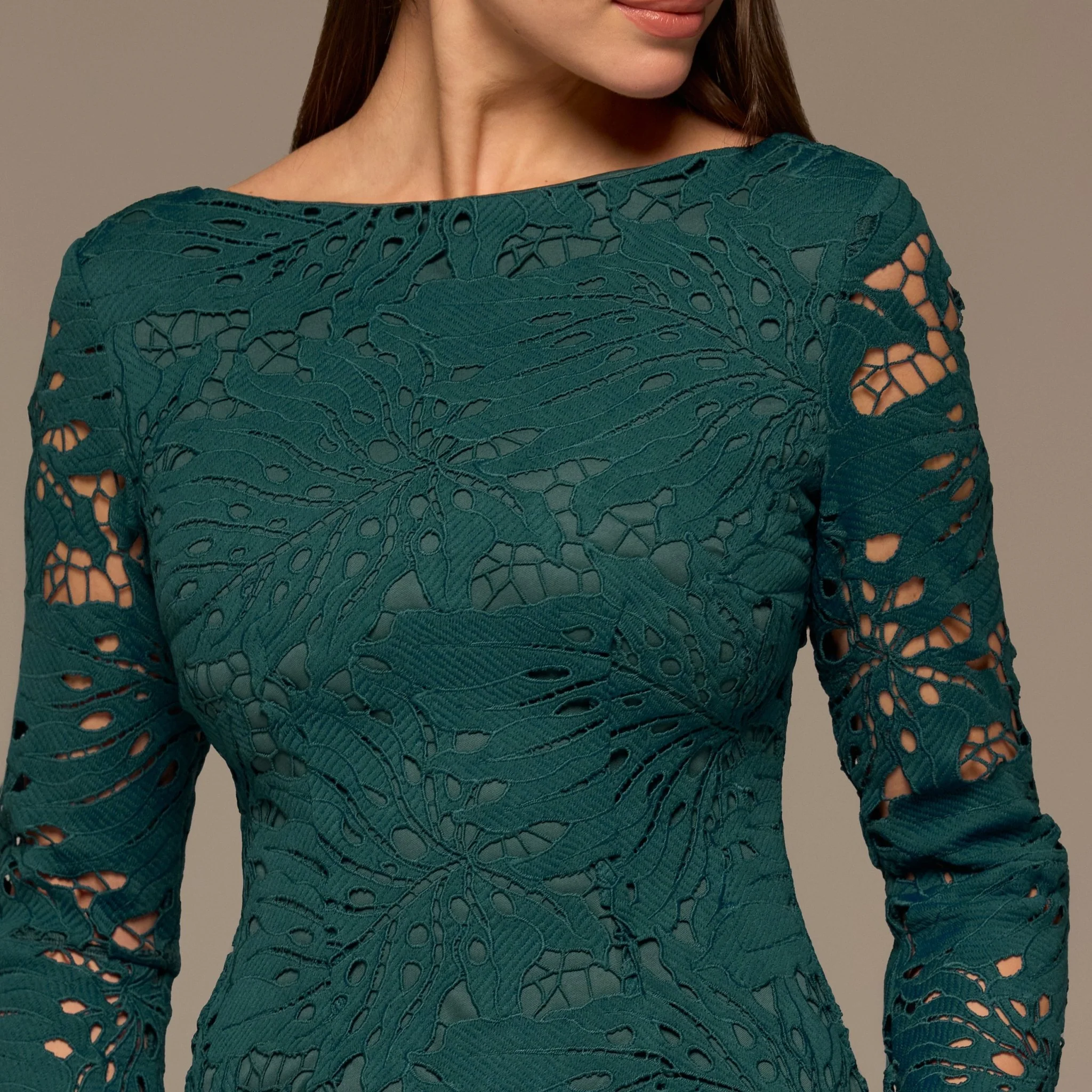 Teal Lace Long Sleeve Maxi Dress - Image 3
